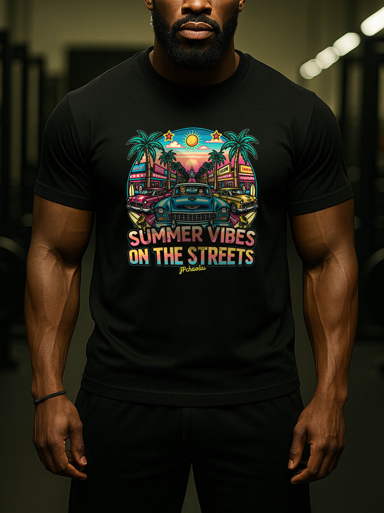 RTTMALL Caribbean Island Beach Printed Casual Cotton Men's T-Shirt