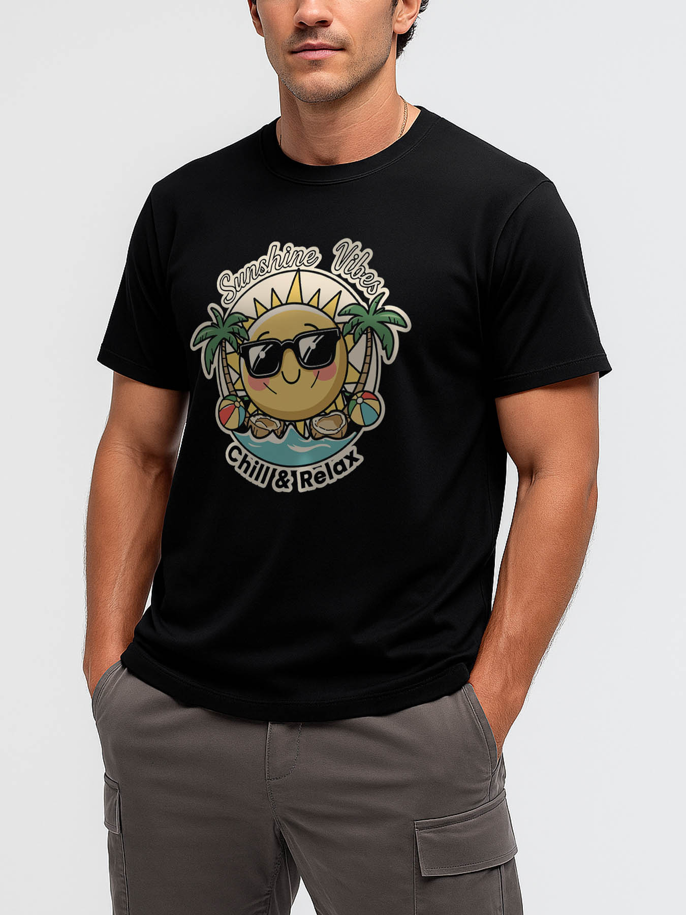 RTTMALL Caribbean Island Vacation Casual Printed Cotton T-Shirts for Men with Soft Smooth Breathable Fabric for Beach Summer Wear