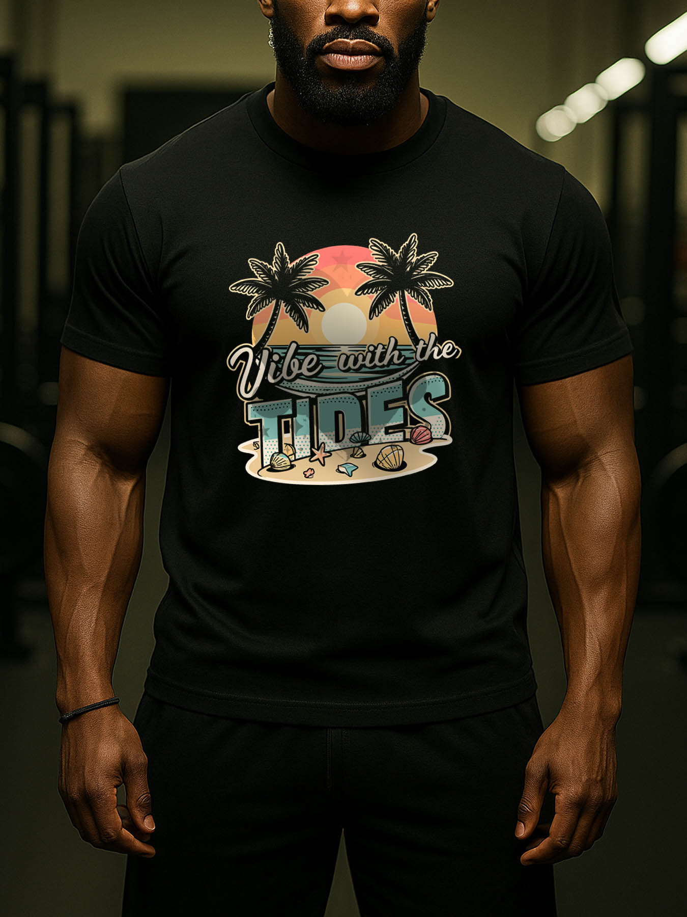 Men's RTTMALL Printed Cotton T-Shirt, Casual Caribbean Island Beach Summer Short Sleeve Tee for Vacation