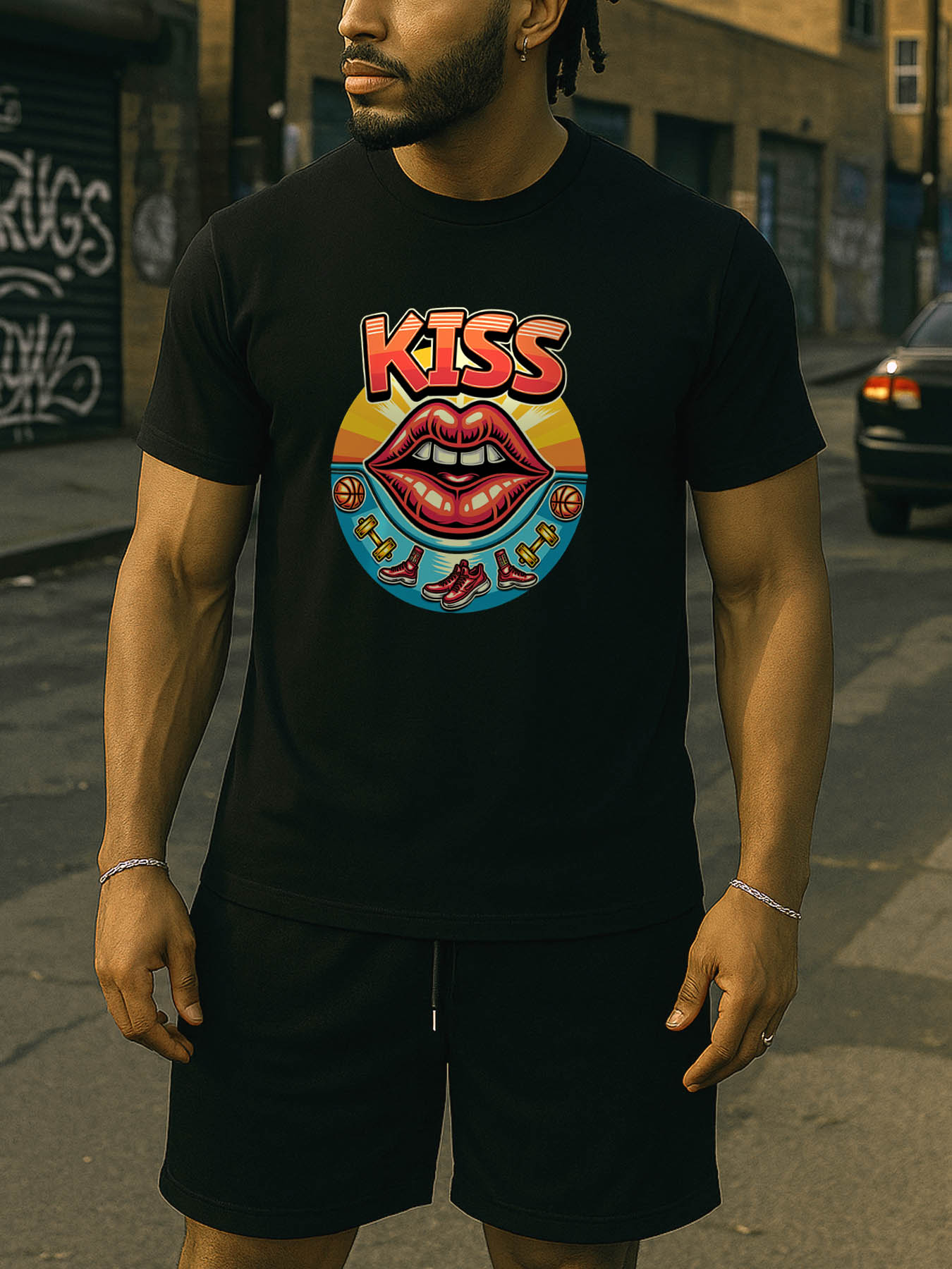 RTTMALL Caribbean Beach Print Men's 100% Cotton Casual Crewneck T-Shirts Machine Washable Summer Tees