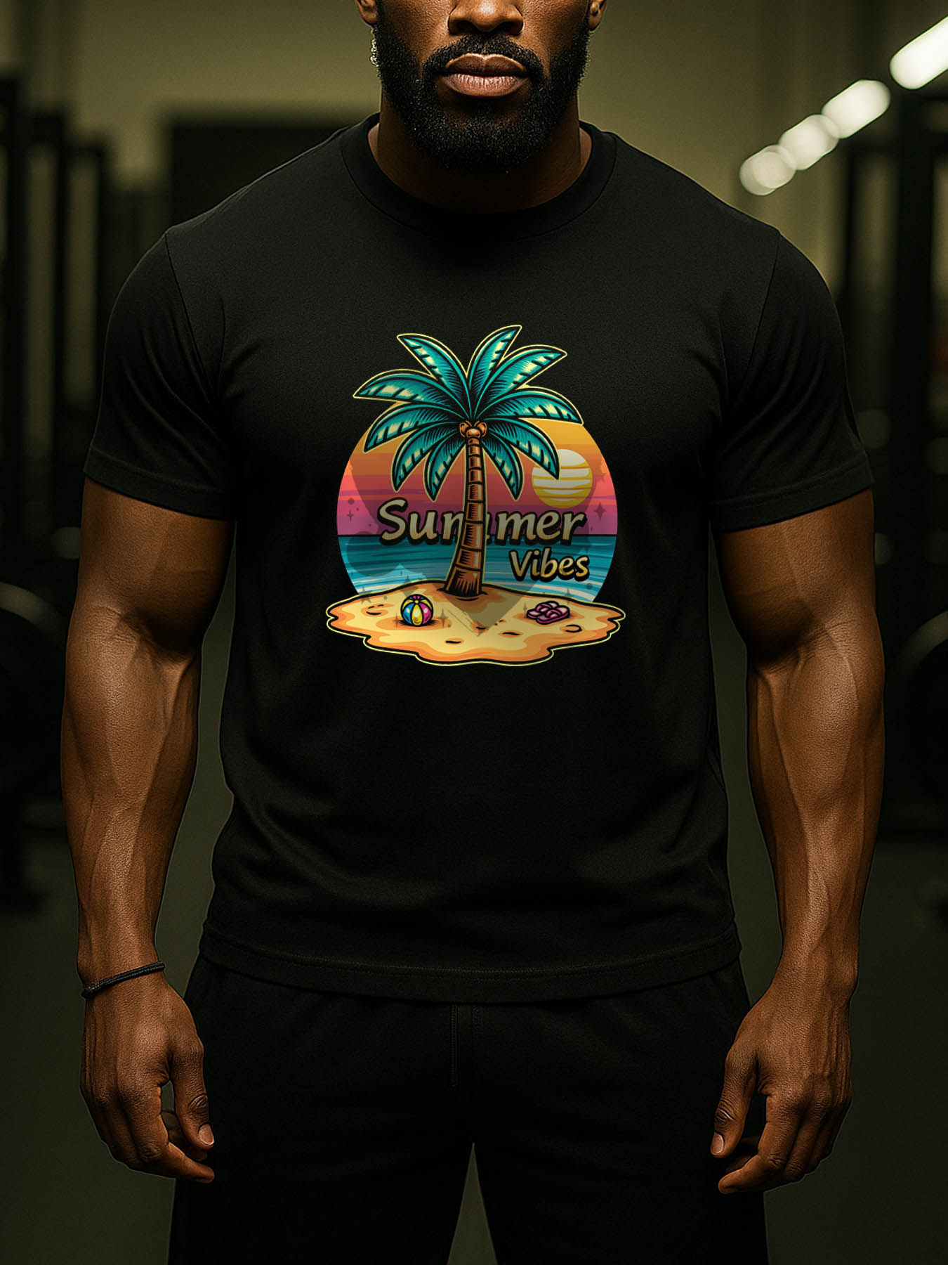 Men's 100% Cotton RTTMALL Printed T-Shirt, Breathable Quick-Dry Stretch Beach Tee for Caribbean Island Beach Outdoor Activities