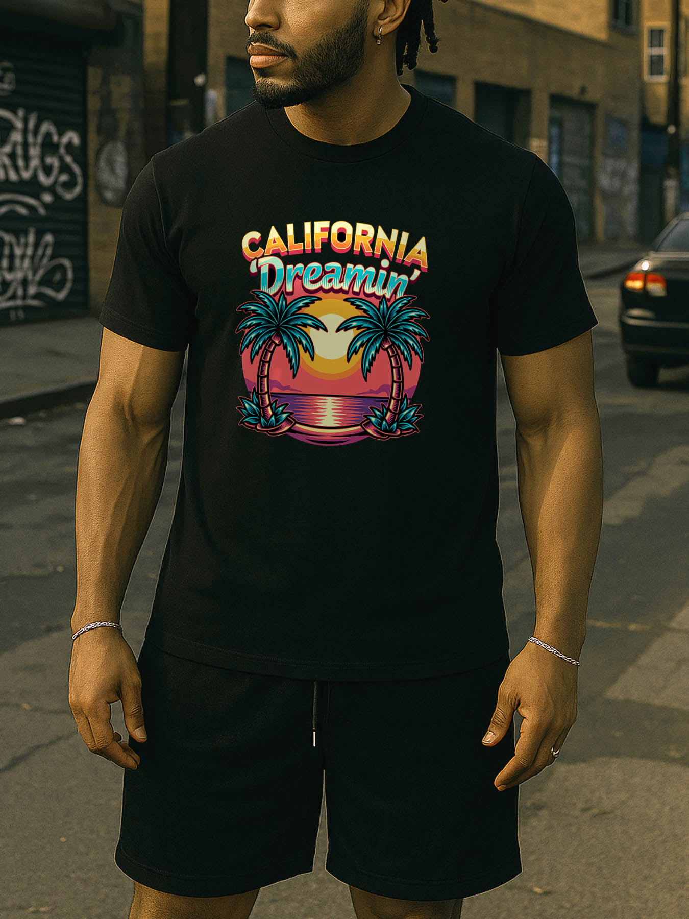 RTTMALL Caribbean Island Beach Print Casual Cotton T-Shirts for Summer Vacation