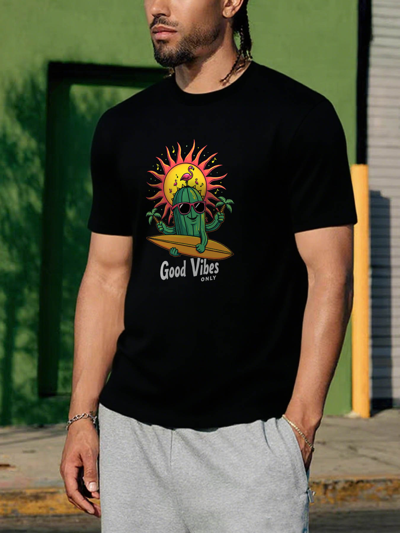 RTTMALL Men's 100% Cotton Printed T-Shirts, Caribbean Beach Island Summer Casual Tees