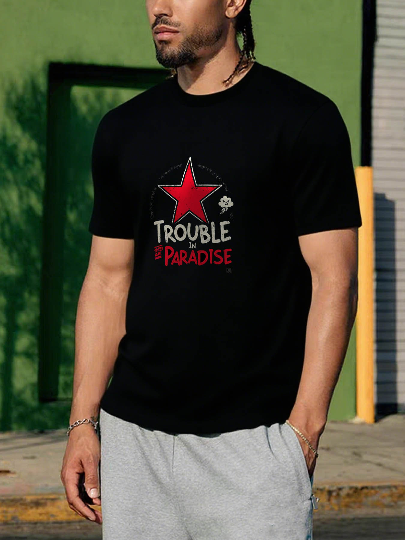 Men's 100% Cotton RTTMALL Printed T-Shirt, Casual Caribbean Beach Island Summer Graphic Tees