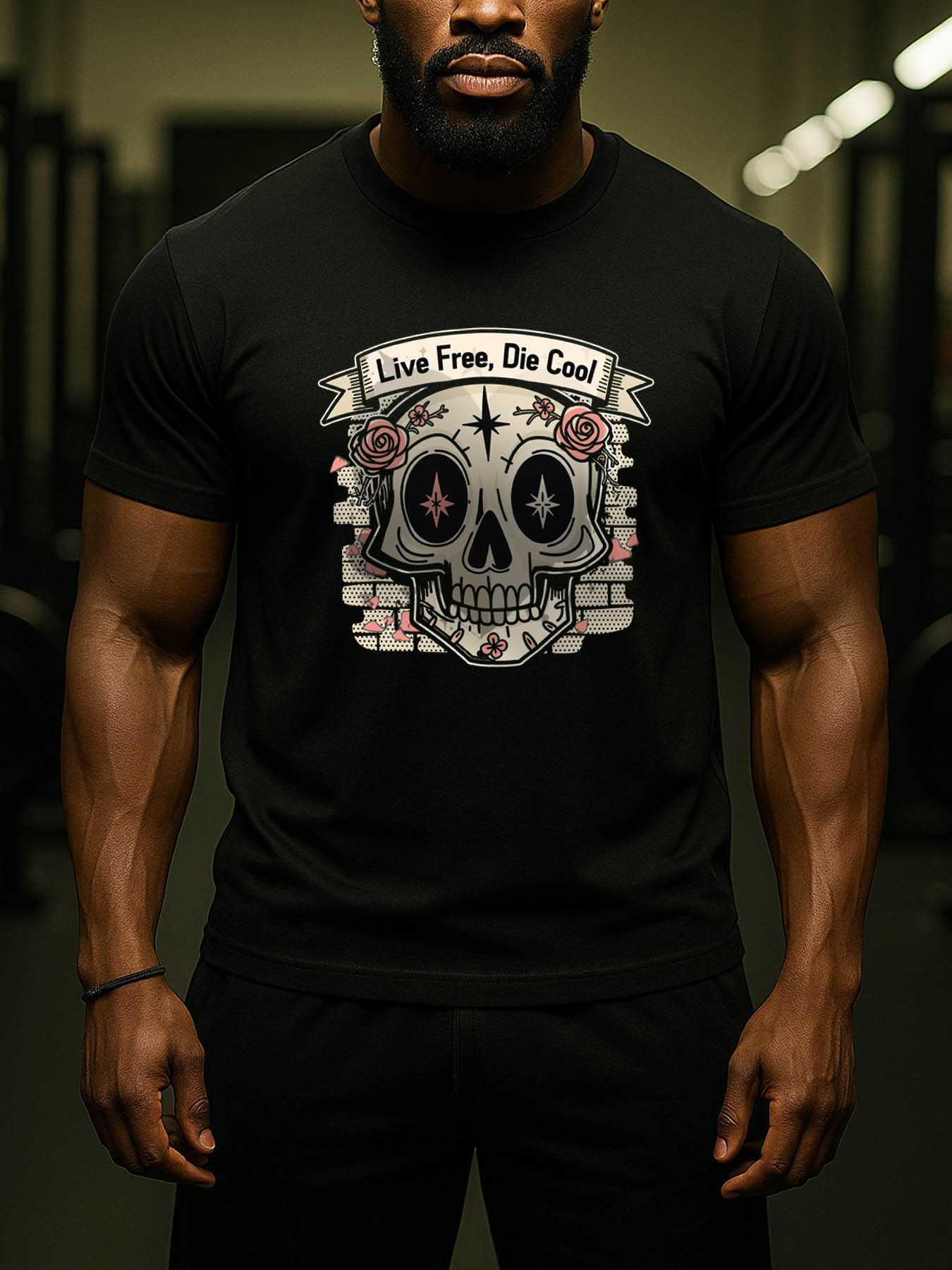 RTTMALL Caribbean Island Beach Casual Printed Cotton T-Shirts for Men with Vintage Skull Graphic Summer Comfort Tees