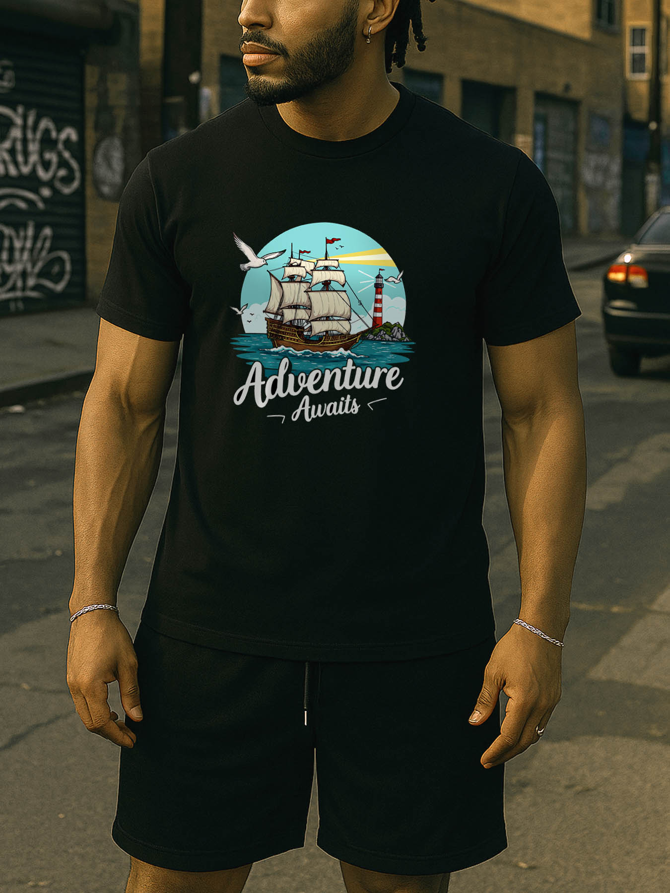 RTTMALL Caribbean Island Vacation Printed Cotton T-Shirts for Men, Lightweight Breathable Summer Beach Casual Graphic Tees