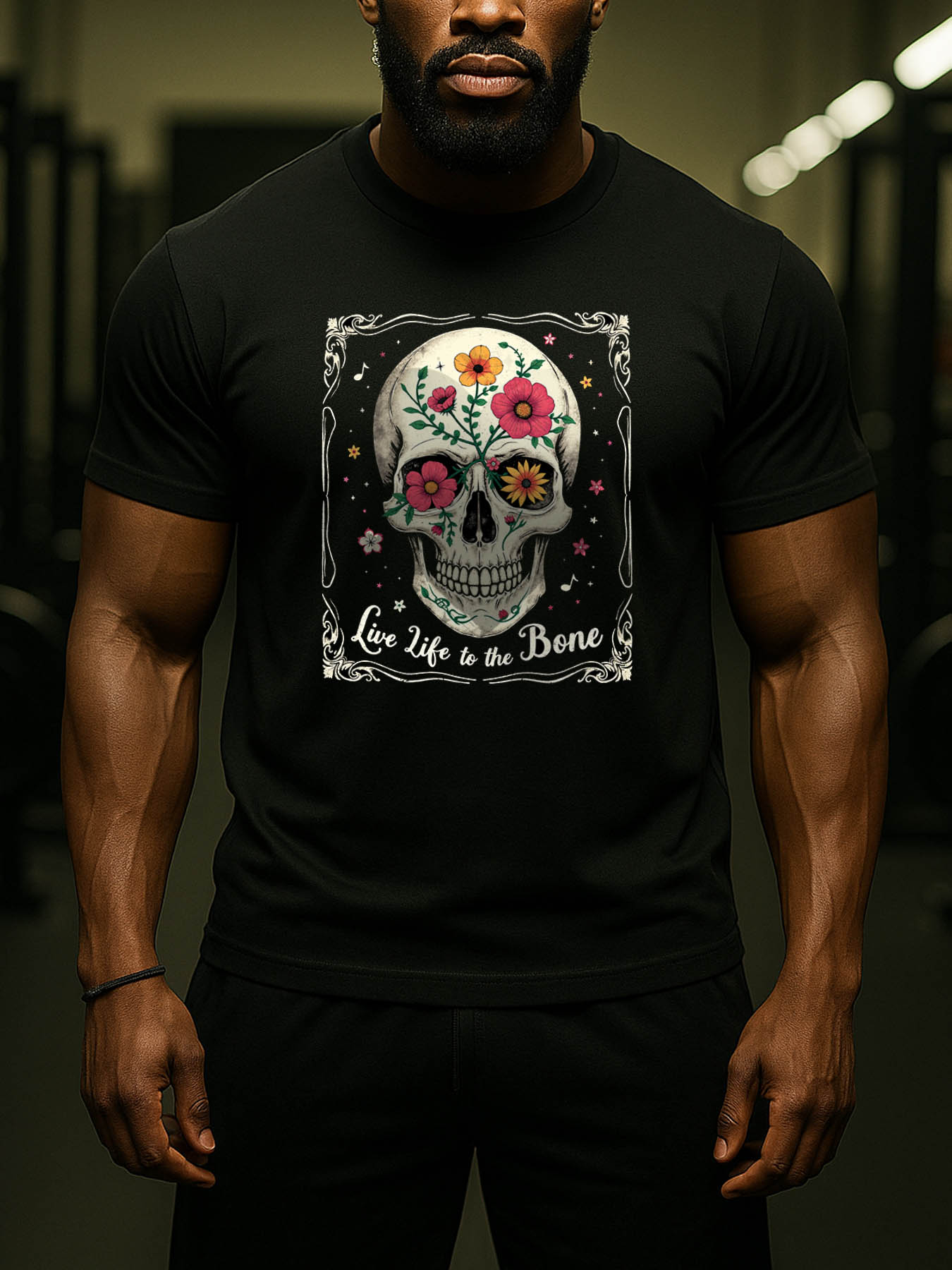 RTTMALL Skull Print Caribbean Island Beach Casual Cotton T-Shirt for Men, Soft Washable Summer Vacation Tee