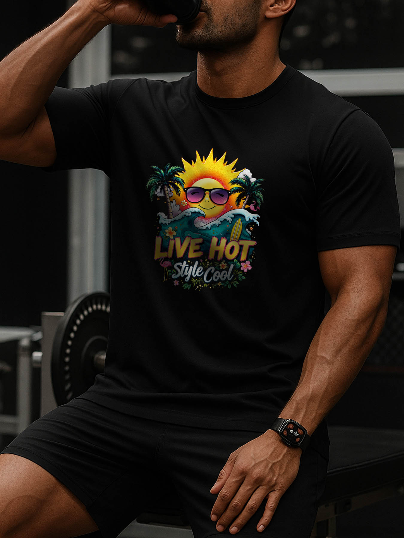 Men's 100% Cotton RTTMALL Printed T-Shirts, Caribbean Beach Island Summer Casual Breathable Graphic Tees