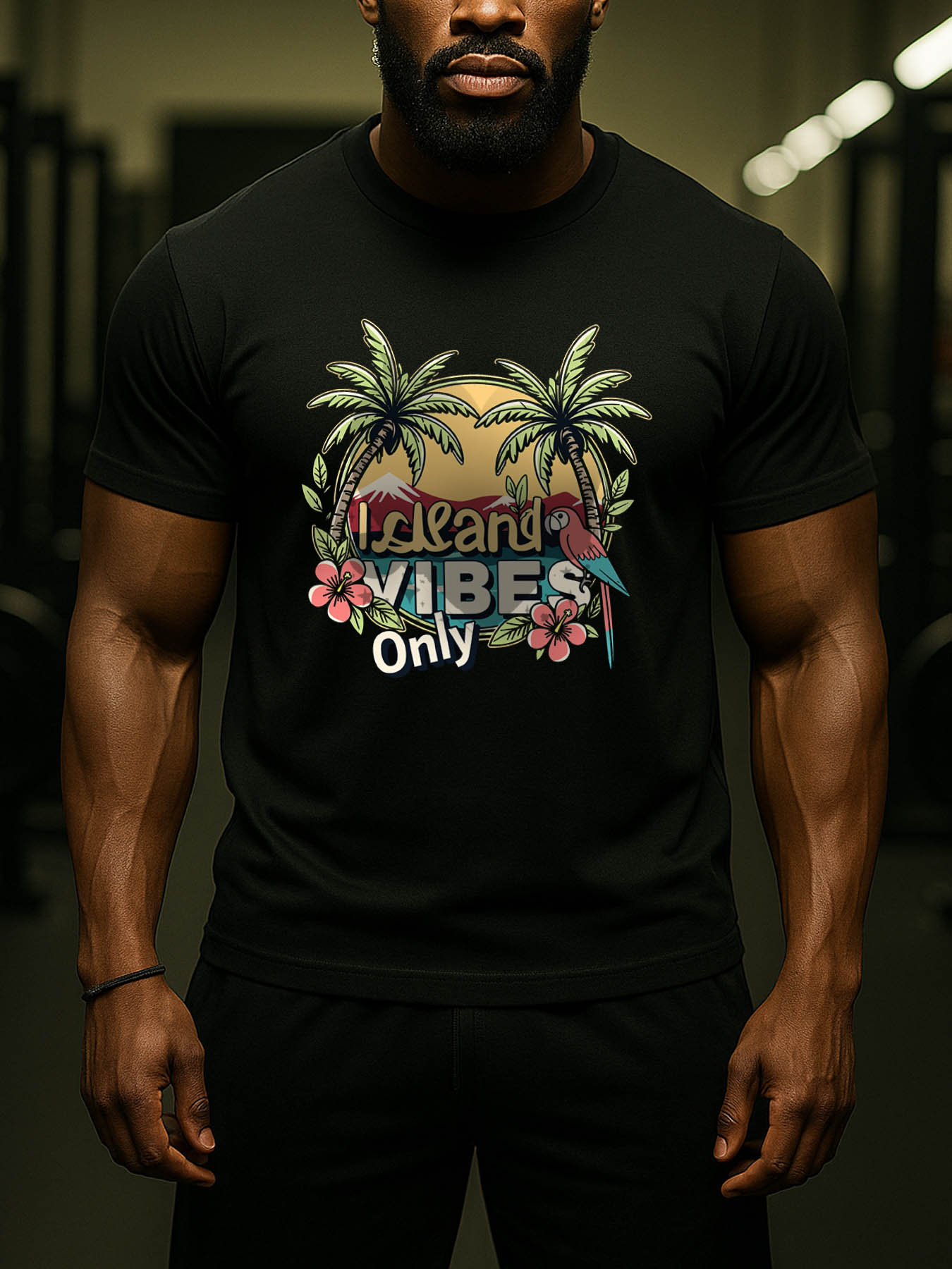 Men's 100% Cotton RTTMALL Printed T-Shirts, Casual Caribbean Island Beach Summer Graphic Tees