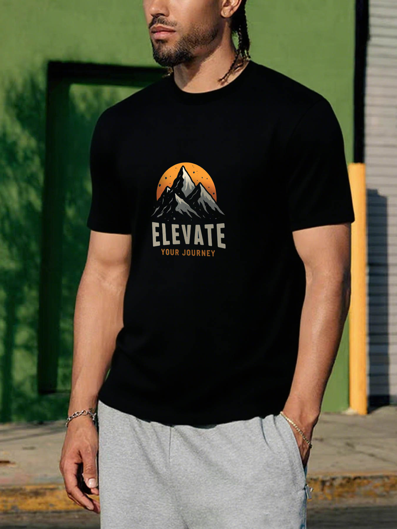 RTTMALL Caribbean Island Beach Print Men's Casual Slim Fit 100% Cotton Graphic Tee