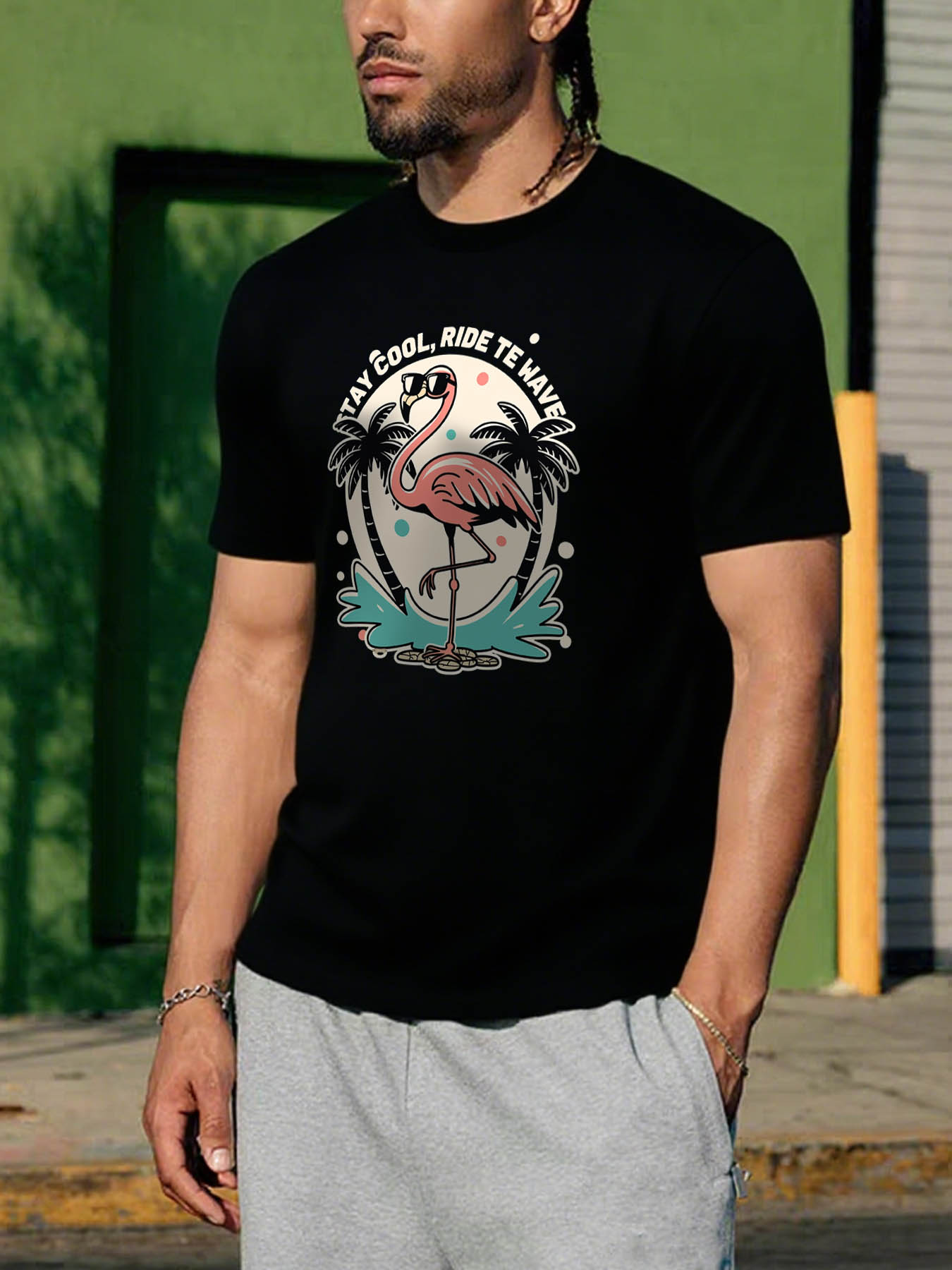 RTTMALL Caribbean Island Beach Printed Cotton Men's T-Shirt, Soft Breathable Quick Dry, Durable Washable Summer Casual Tee