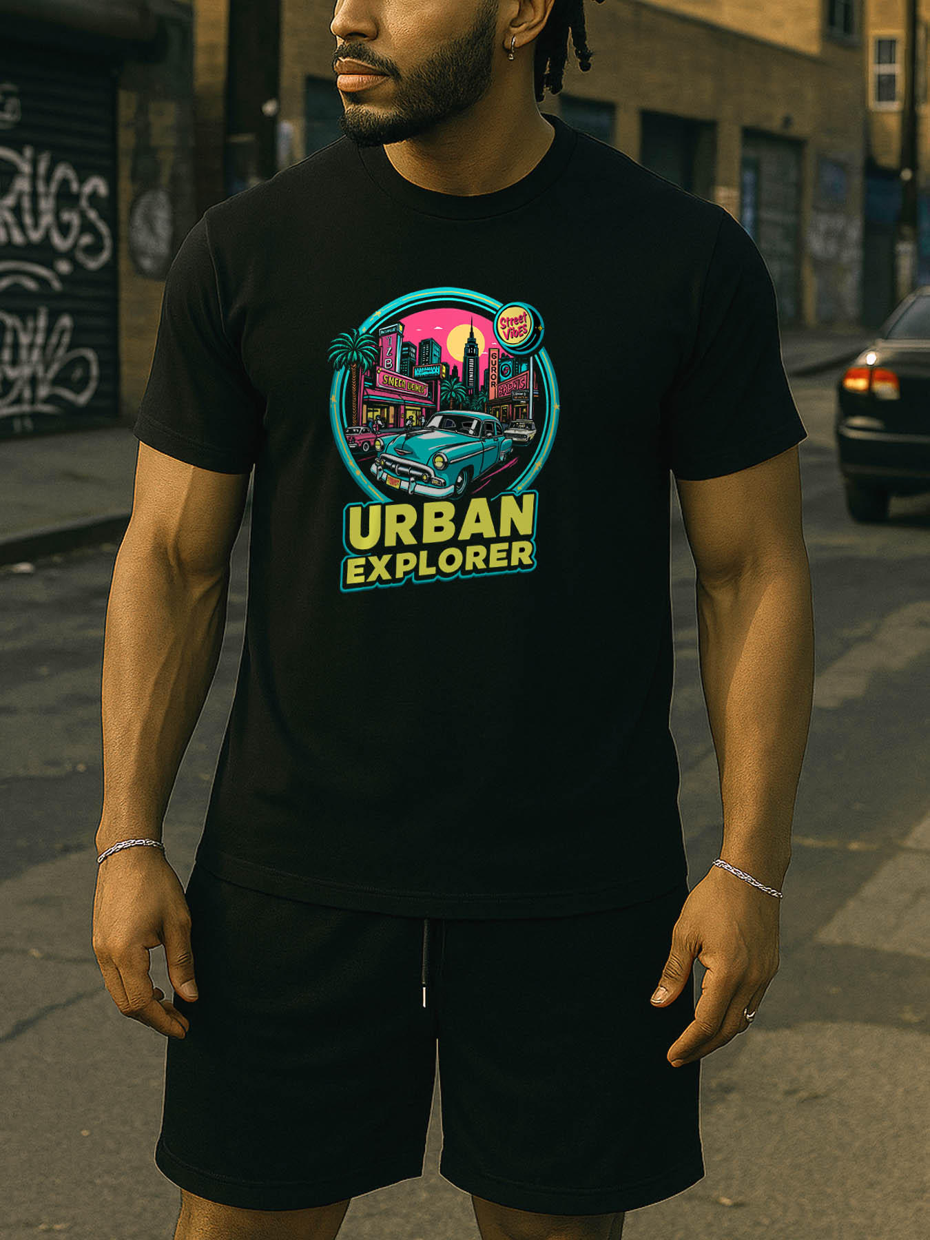 RTTMALL Caribbean Island Beach Printed Casual Summer Cotton T-Shirt for Men