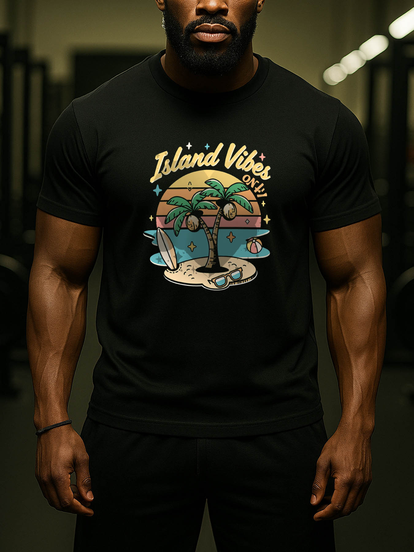 Men's 100% Cotton RTTMALL Printed T-Shirts, Casual Breathable Summer Beach & Caribbean Island Style Short Sleeve Tees for Vacation Wear