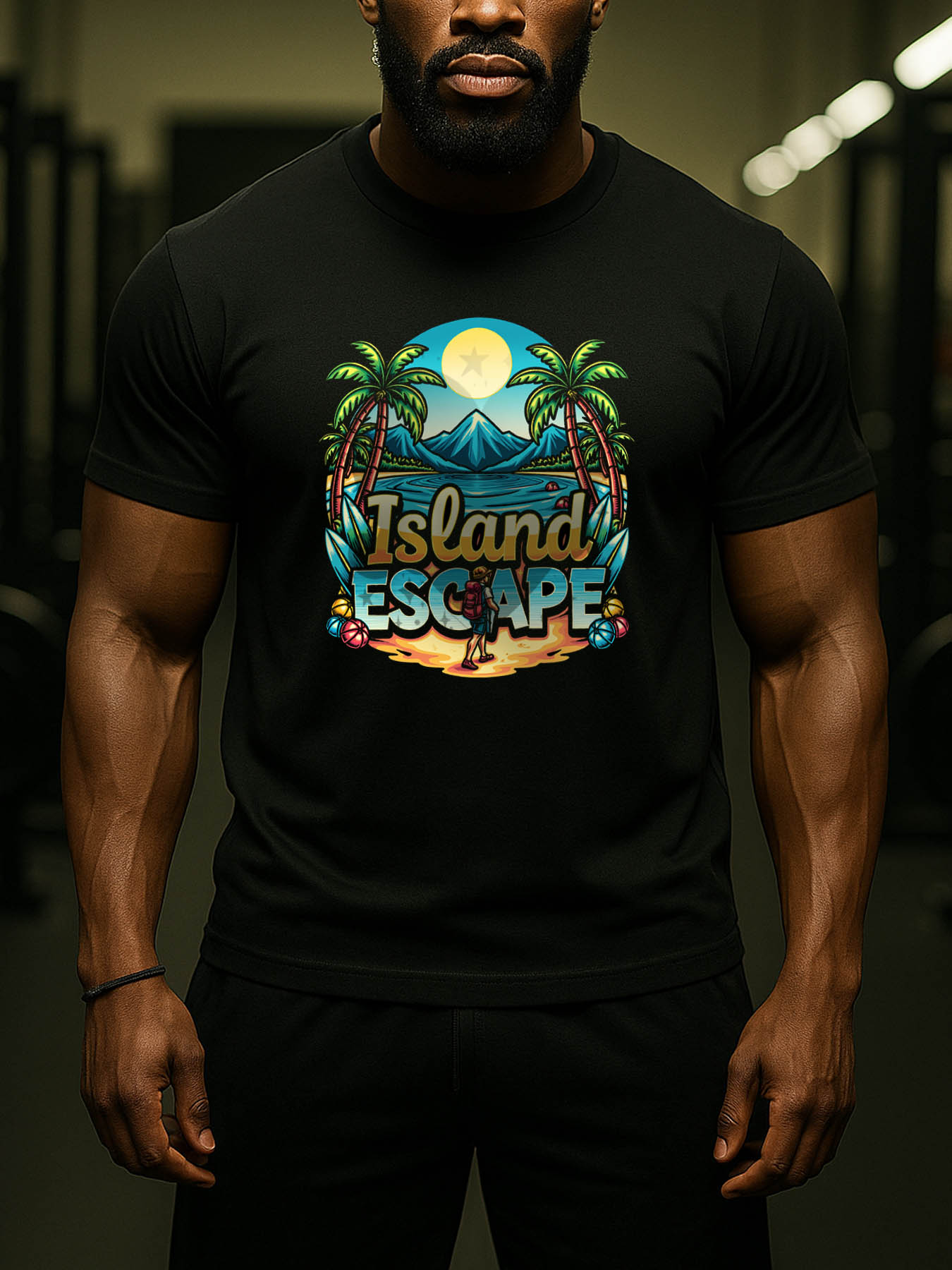 RTTMALL Caribbean Island Beach Print Casual Cotton T-Shirts for Summer Vacation