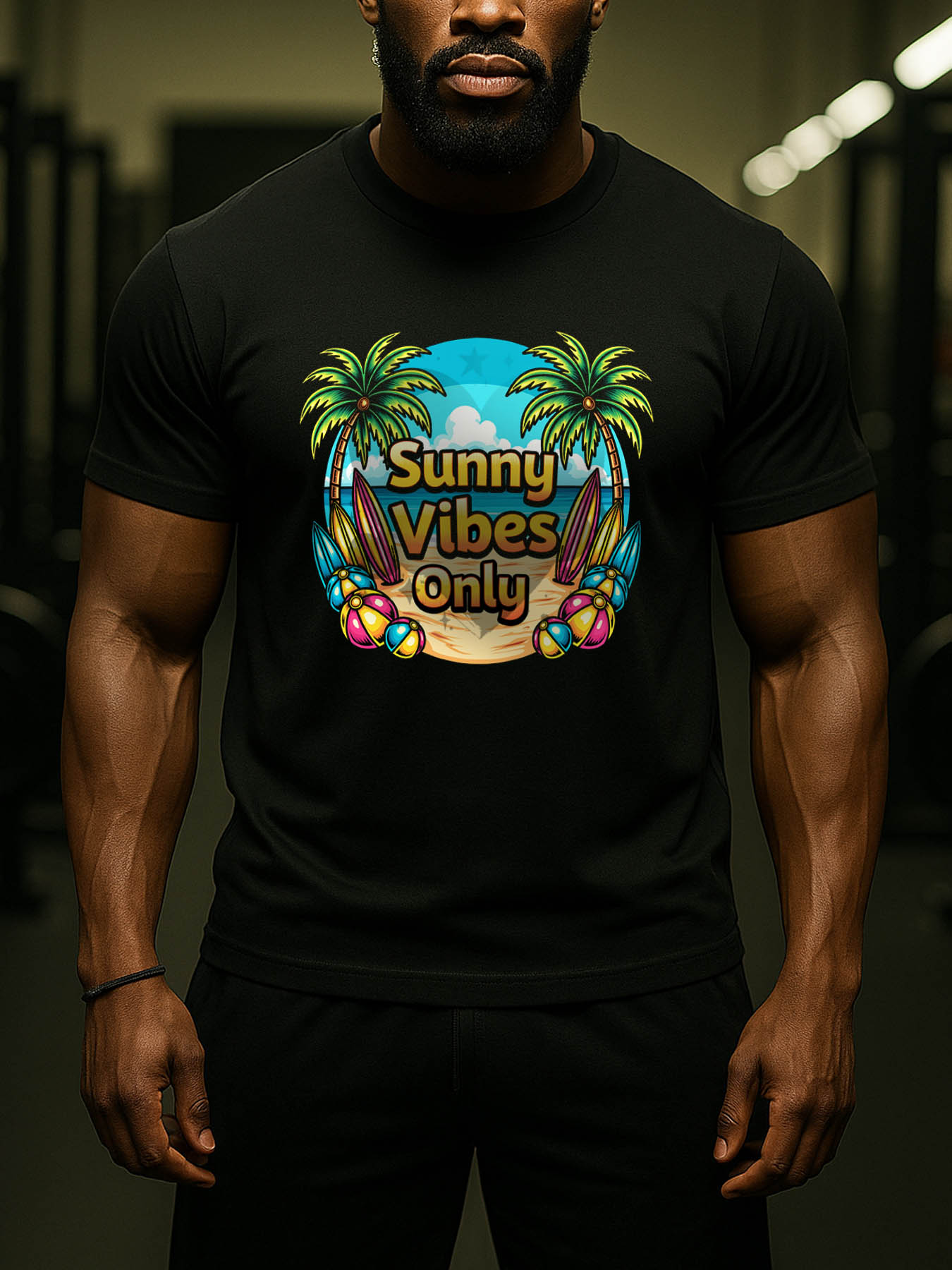 RTTMALL Caribbean Island Vacation Beach Casual Printed Cotton T-Shirts for Men with Breathable Quick-Dry Fabric