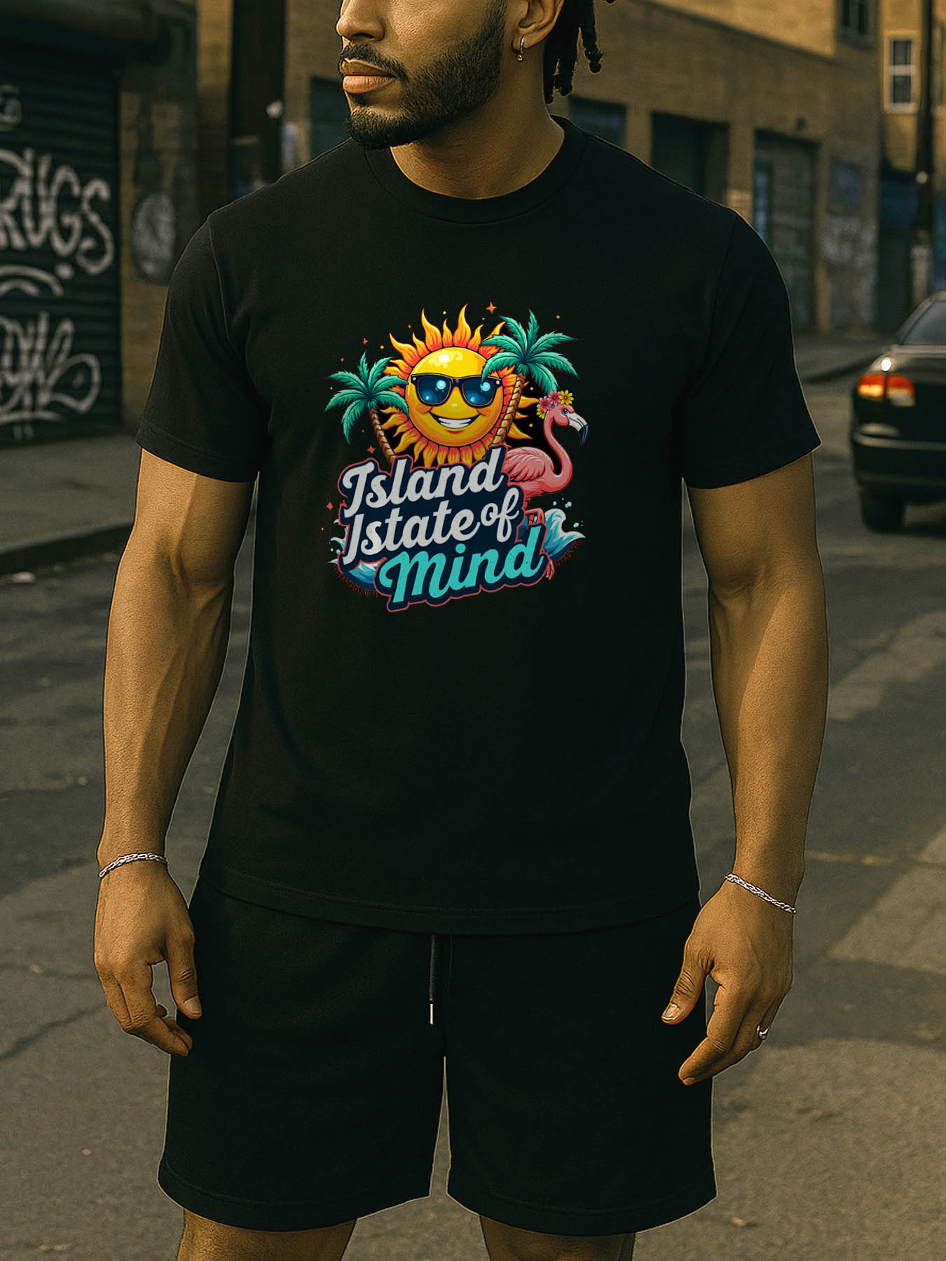 RTTMALL Caribbean Island Vacation Printed Cotton Casual T-Shirts for Men