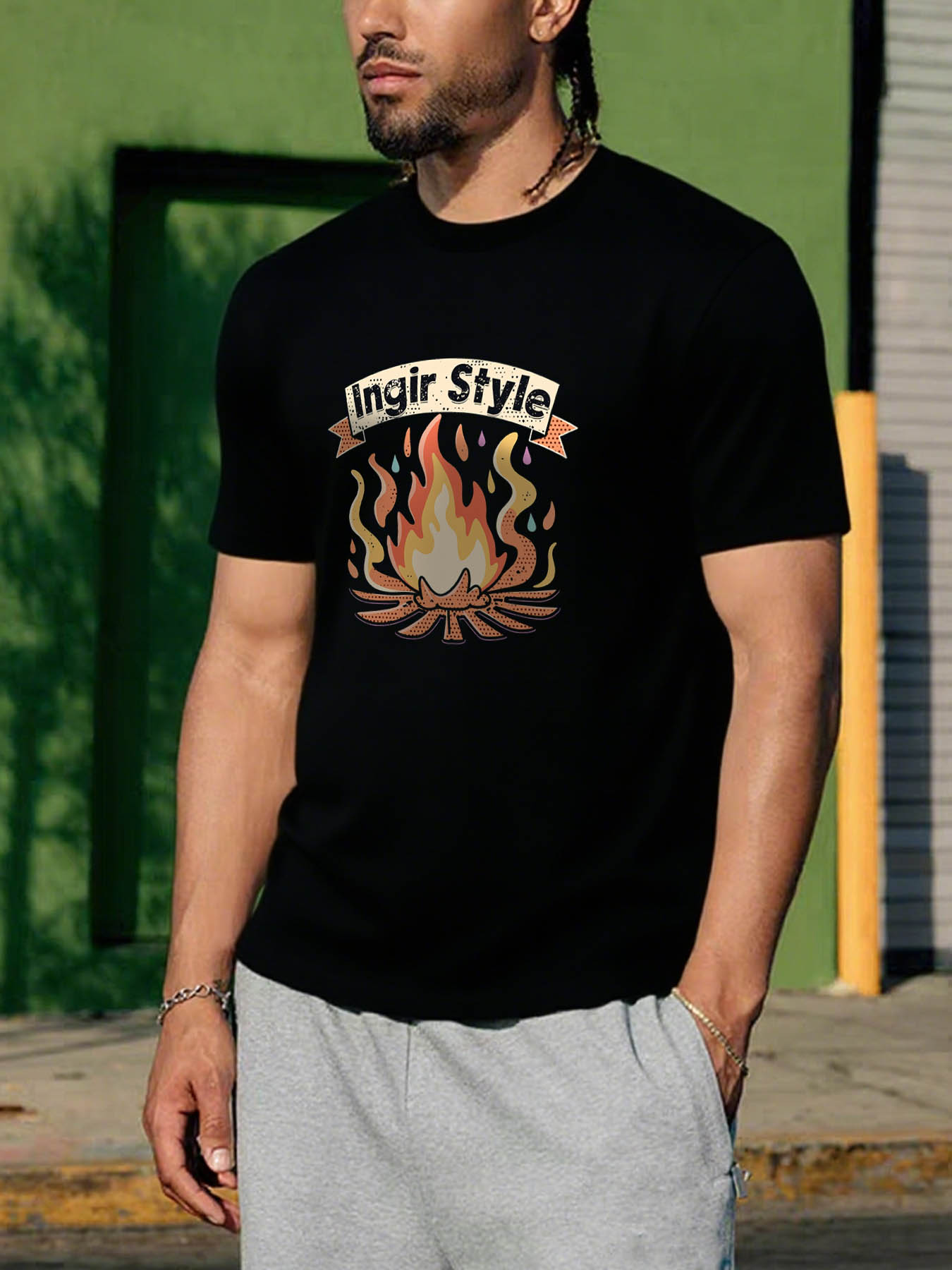 1: RTTMALL Palm Leaf Print Casual Cotton T-Shirts for Men, Caribbean Island Beach Summer Tee