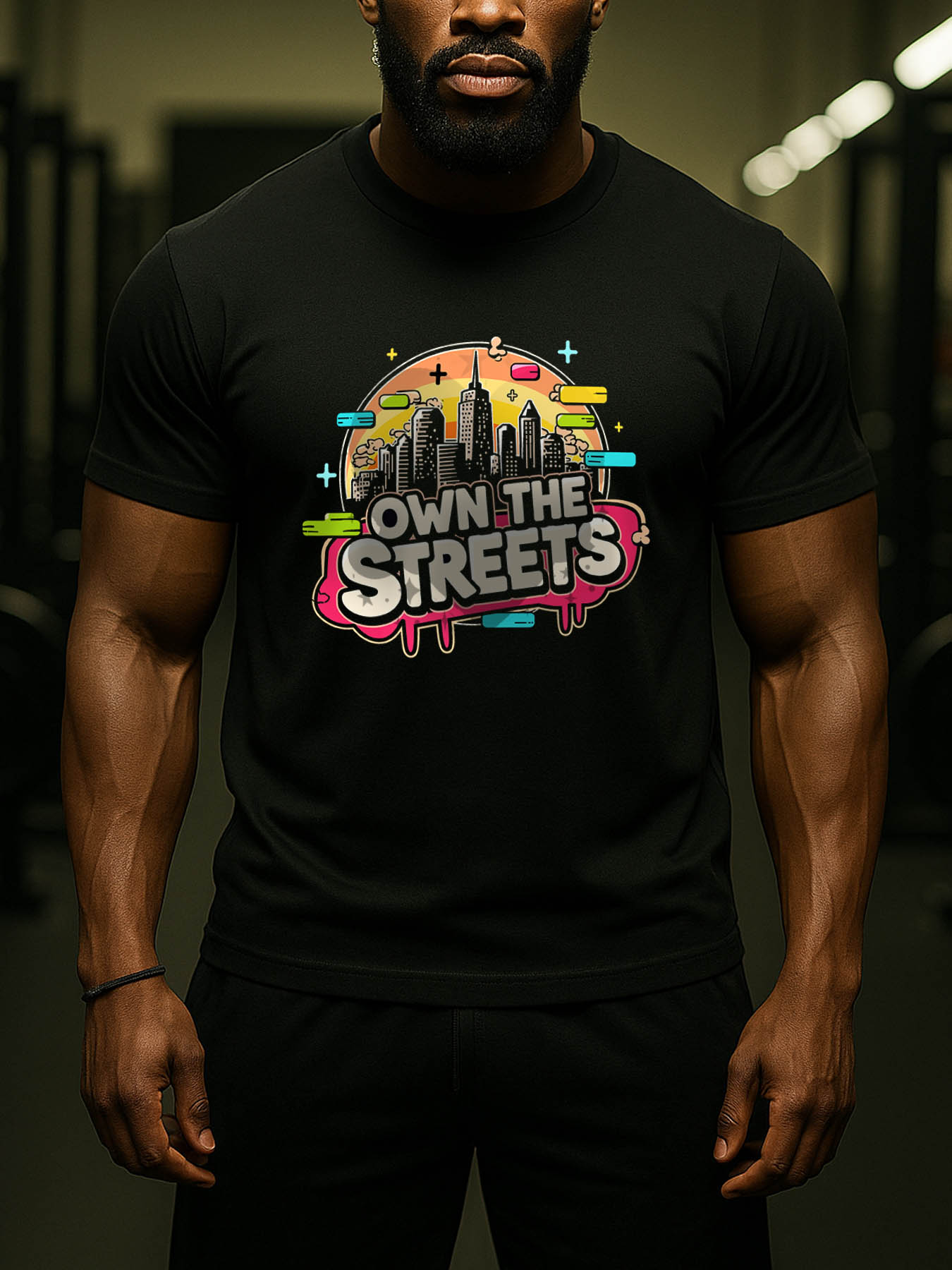 RTTMALL Caribbean Island Beach Casual Printed Cotton T-Shirts for Men, Summer Breathable Graphic Tees with Elastic Waistband for Basketball & Daily Wear