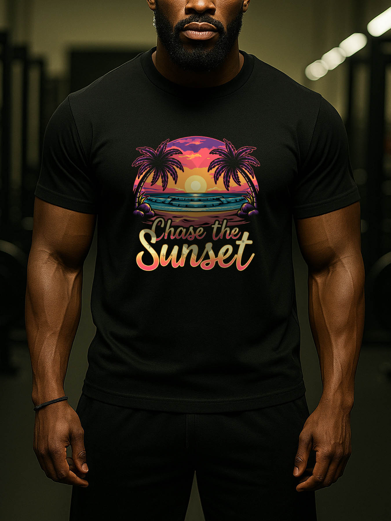 RTTMALL Men's 100% Cotton Printed T-Shirt, Beach Sunset Palm Tree Caribbean Island Graphic Tees, Lightweight Breathable Quick Dry Machine Washable Casual Summer Tops for Running Basketball Gym & Outdoor Activities