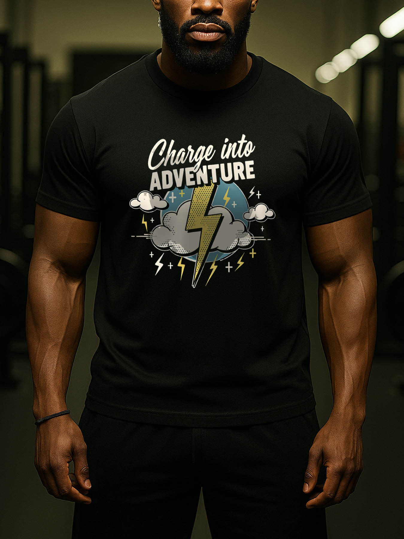 Men's 100% Cotton Printed T-Shirt, RTTMALL Caribbean Vacation Beach Casual Breathable Lightweight Summer Tee with Cloud Lightning Print, Machine Washable Daily Wear