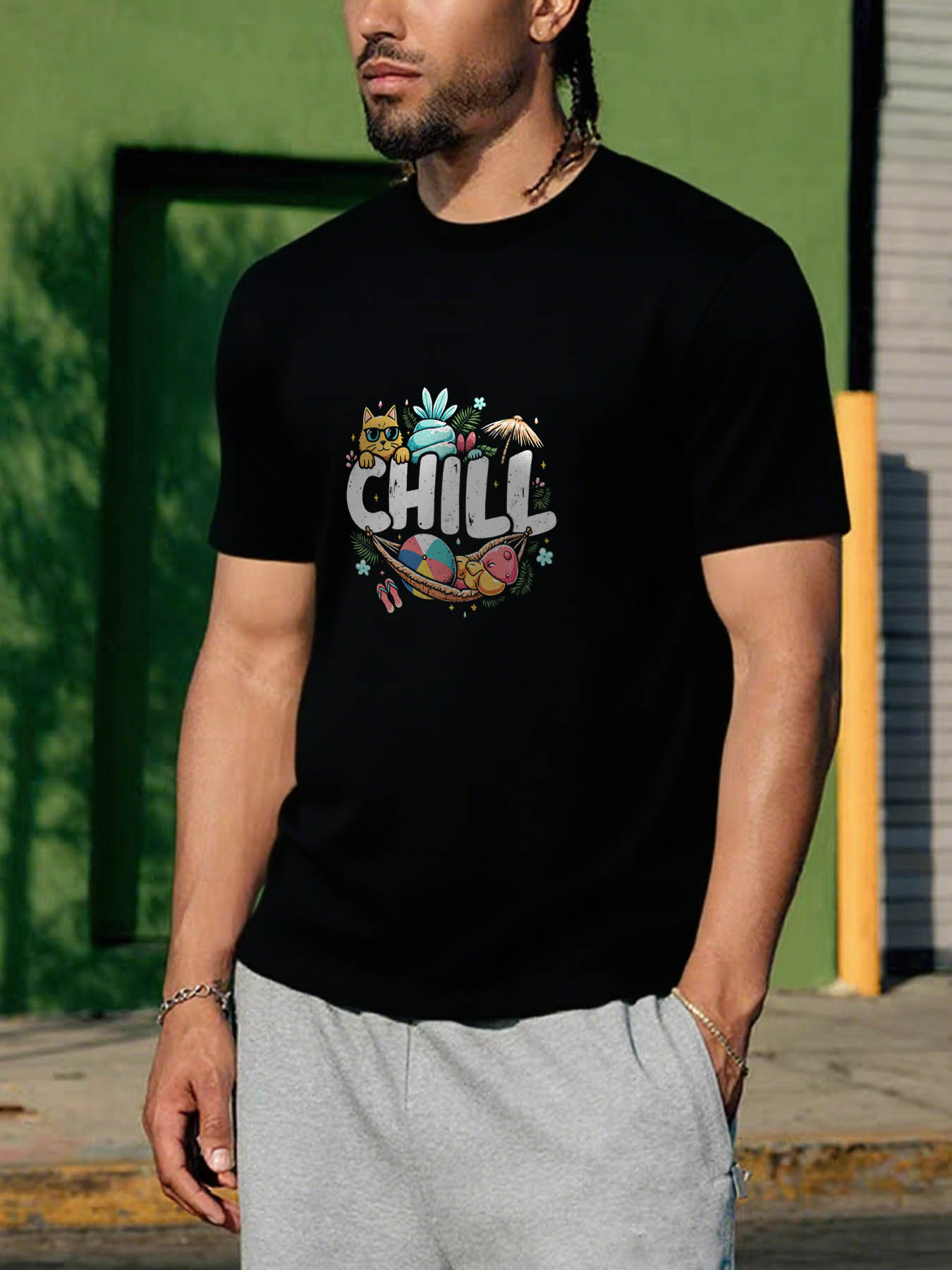 Men's 100% Cotton RTTMALL T-Shirt, Casual Beach Island Printed Tees for Caribbean Summer Holiday