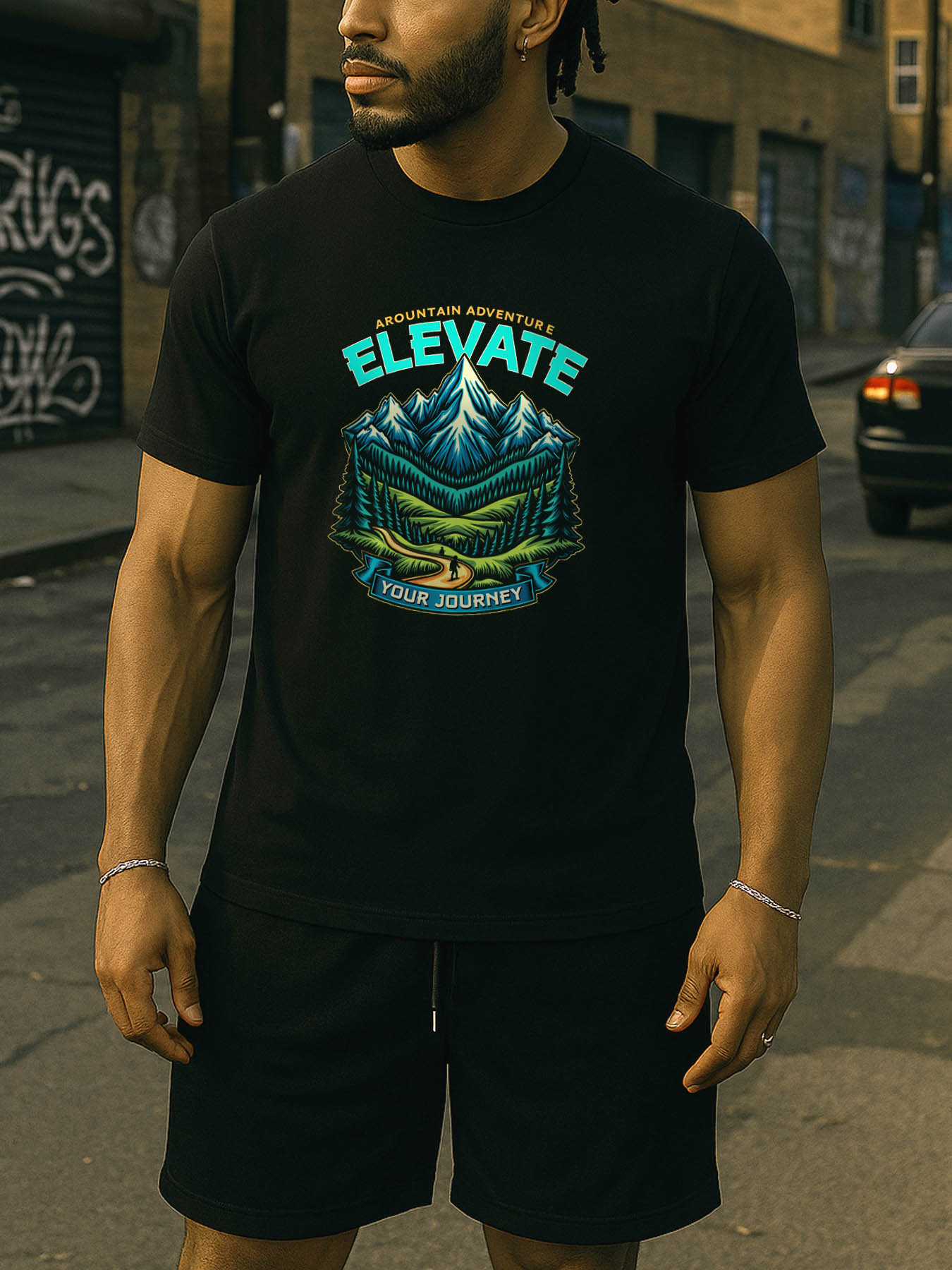 RTTMALL Caribbean Island Beach Printed Cotton T-Shirts for Men, Casual Summer Breathable Machine Washable Tees for Gym Running Basketball