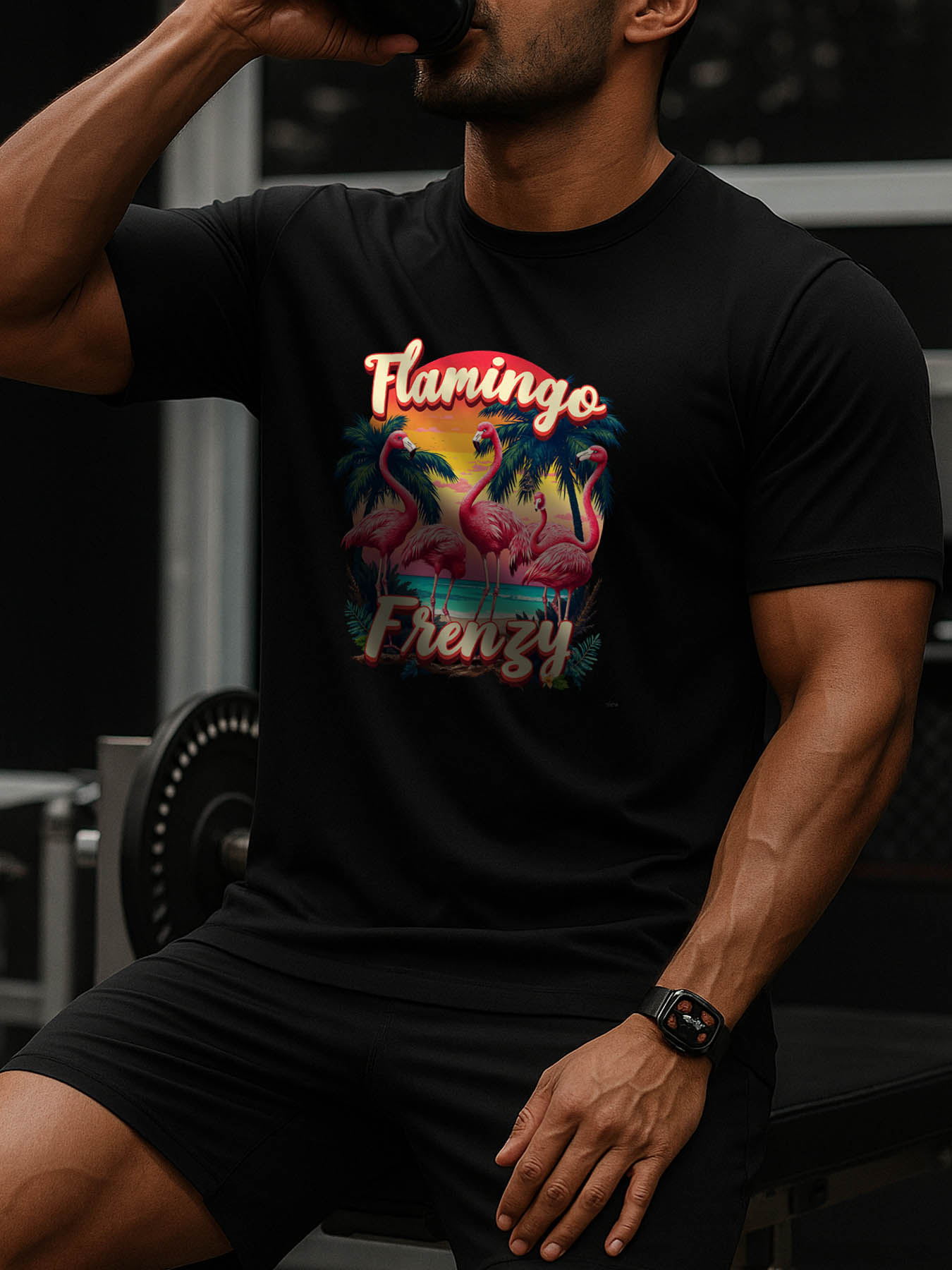 RTTMALL Flamingo Print Casual Cotton T-Shirt for Caribbean Beach Summer Wear