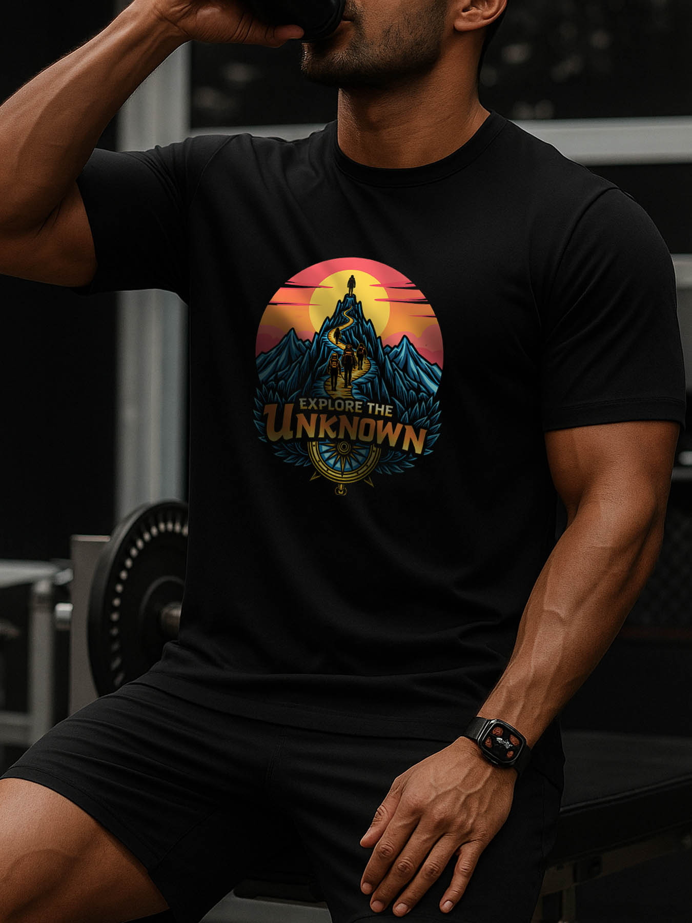 RTTMALL Caribbean Island Beach Printed Cotton Casual T-Shirts for Men, Breathable Machine Washable Summer Tees