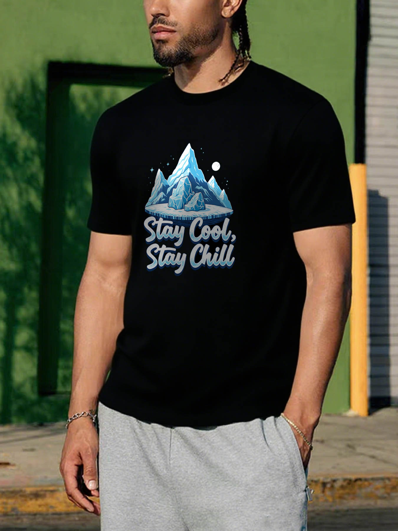 RTTMALL Caribbean Island Beach Casual Printed 100% Cotton Men's T-Shirts for Summer Vacation Daily Wear