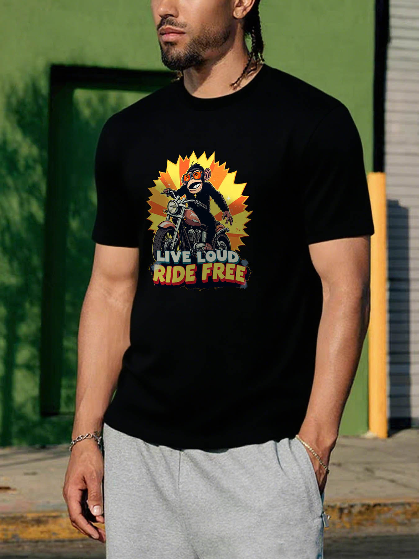 Men's 100% Cotton RTTMALL Printed T-Shirt Casual Beach Caribbean Island Summer Tee