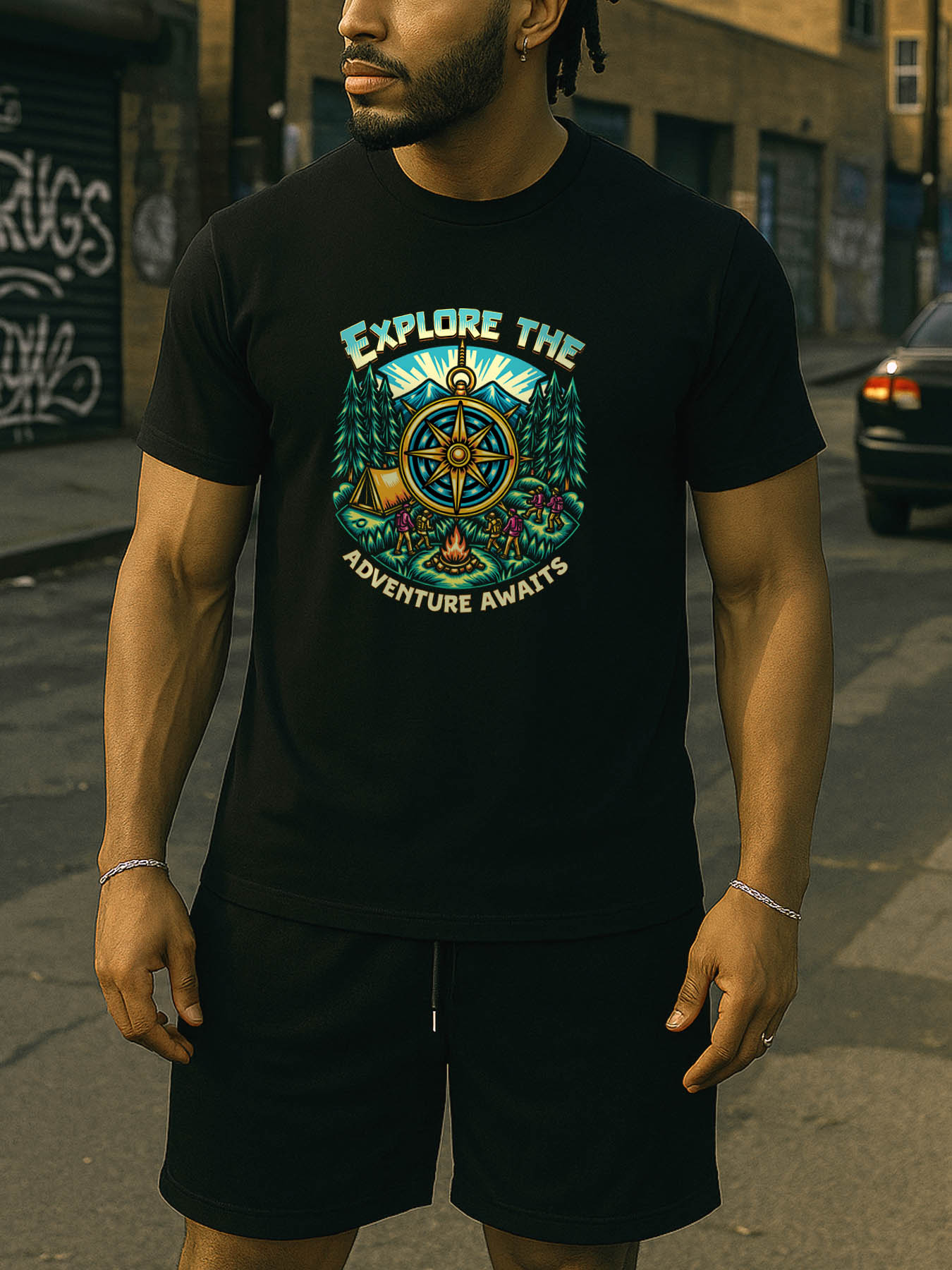 Men's 100% Cotton RTTMALL Printed T-Shirt, Caribbean Beach Island Summer Casual Tee