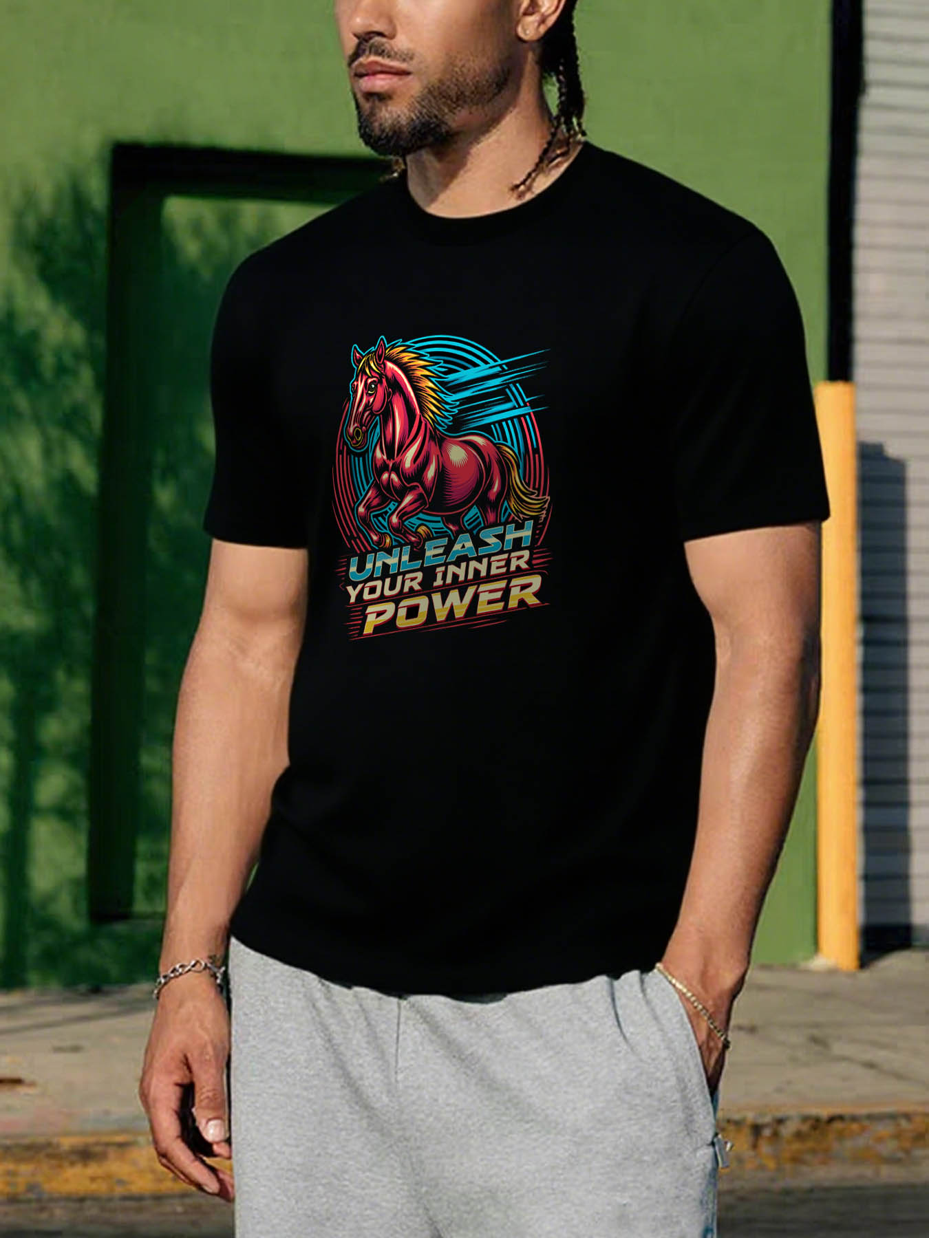 RTTMALL Caribbean Vacation Printed Cotton Mens T-Shirts, Casual Beach Island Summer Short Sleeve Tees for Vacation Wear