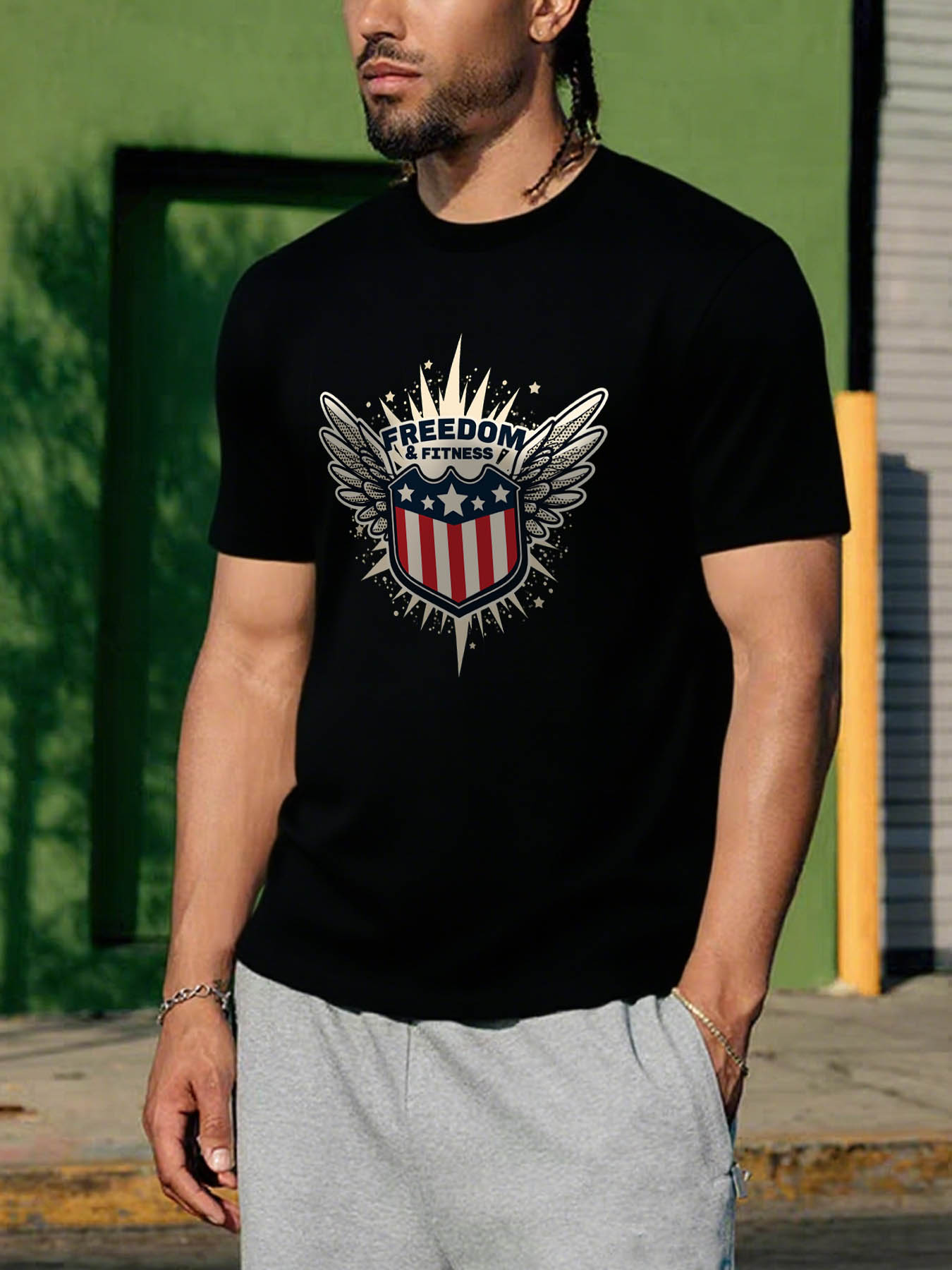 RTTMALL Caribbean Island Beach Casual Graphic Printed Cotton T-Shirts for Men, Breathable Lightweight Summer Tees with Bold RTTMALL Prints, Perfect for Beach Vacation & Casual Wear