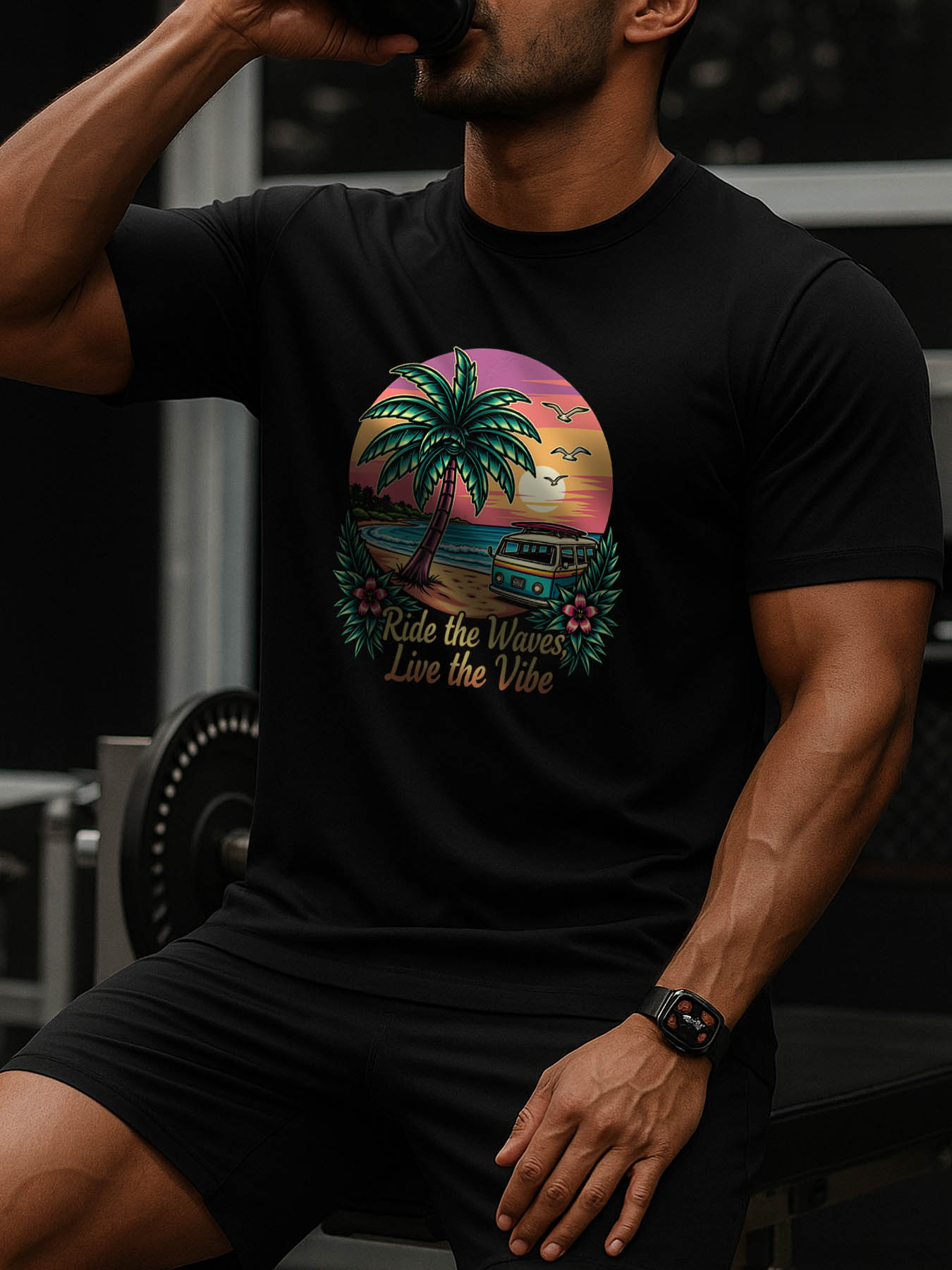 Men's 100% Cotton RTTMALL Printed T-Shirt, Casual Beach Island Caribbean Summer Outdoor Breathable Graphic Tee