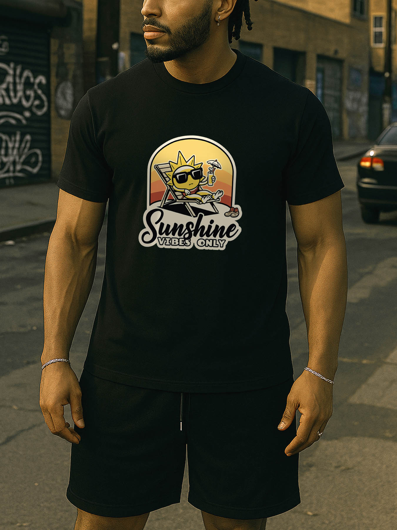 RTTMALL Caribbean Island Beach Printed Cotton Men's T-Shirts Casual Summer Graphic Tees