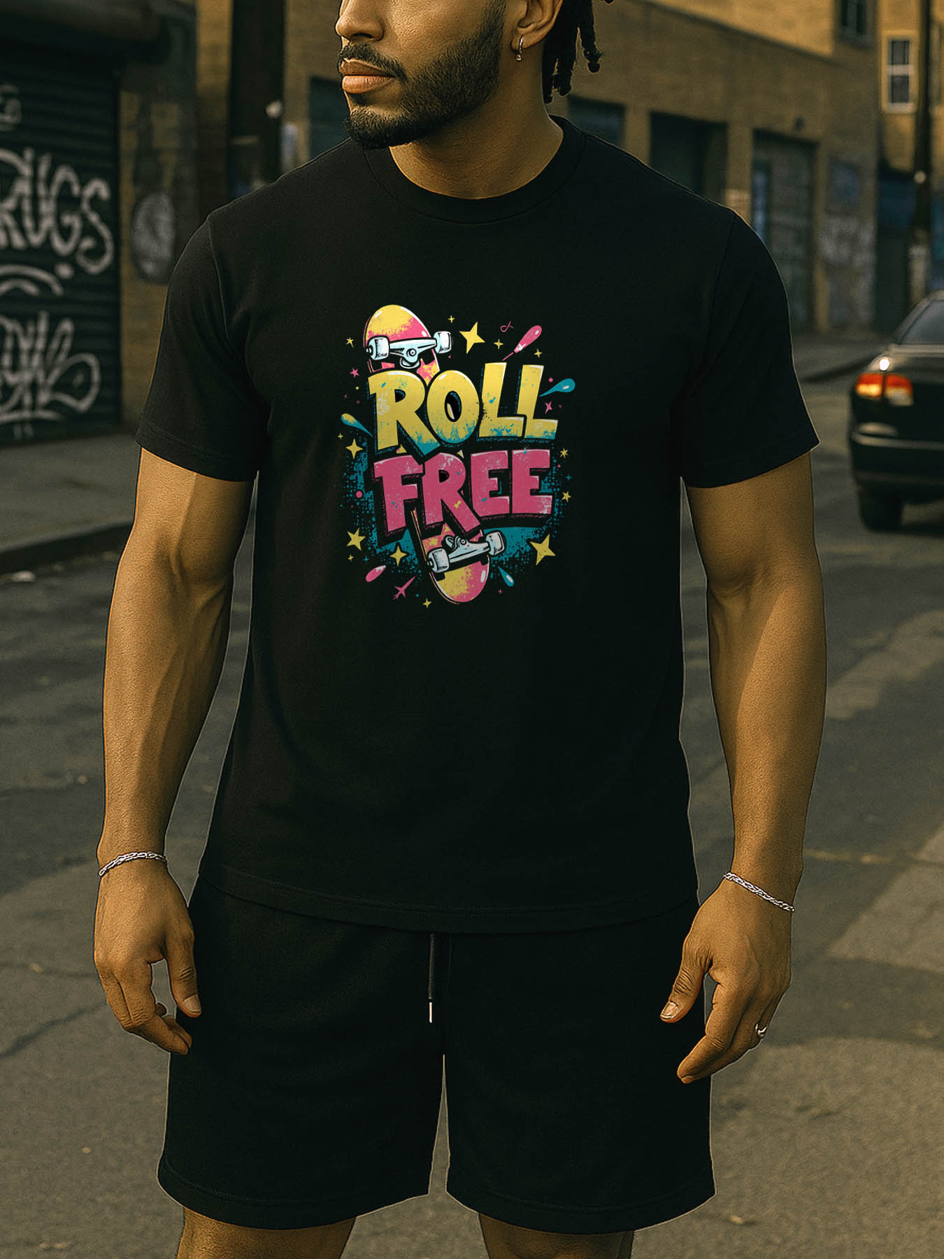 RTTMALL Caribbean Island Beach Print Men's Cotton Casual Summer T-Shirt