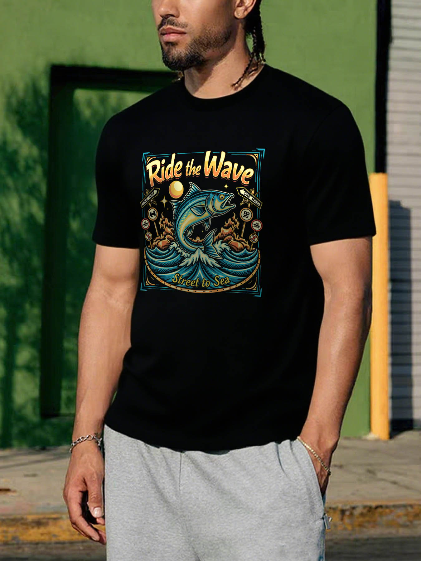 RTTMALL Caribbean Island Beach Casual Printed Cotton Summer T-Shirt for Men