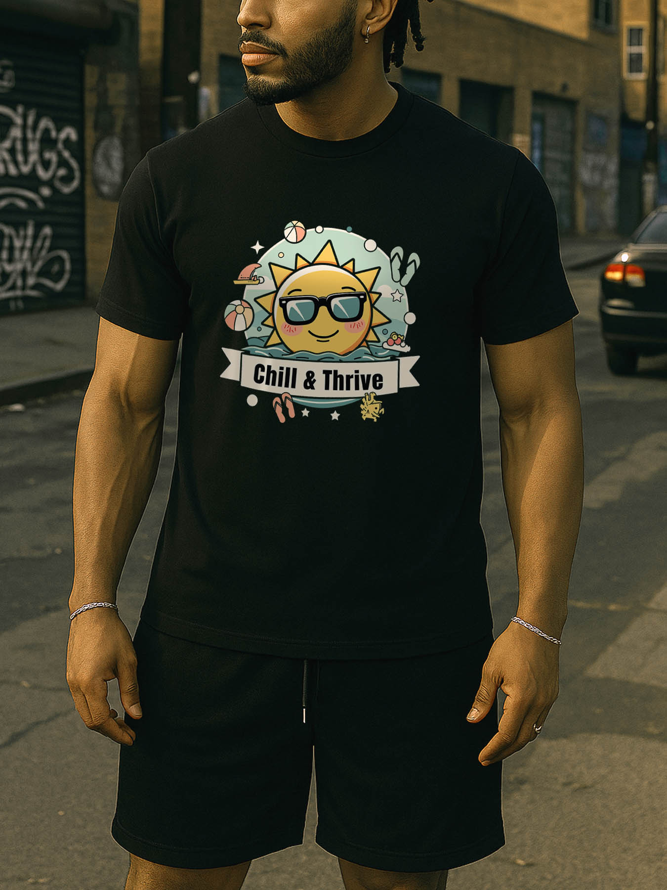 RTTMALL Caribbean Island Beach Casual Printed Cotton T-Shirts for Vacation Daily Wear Summer Beachwear