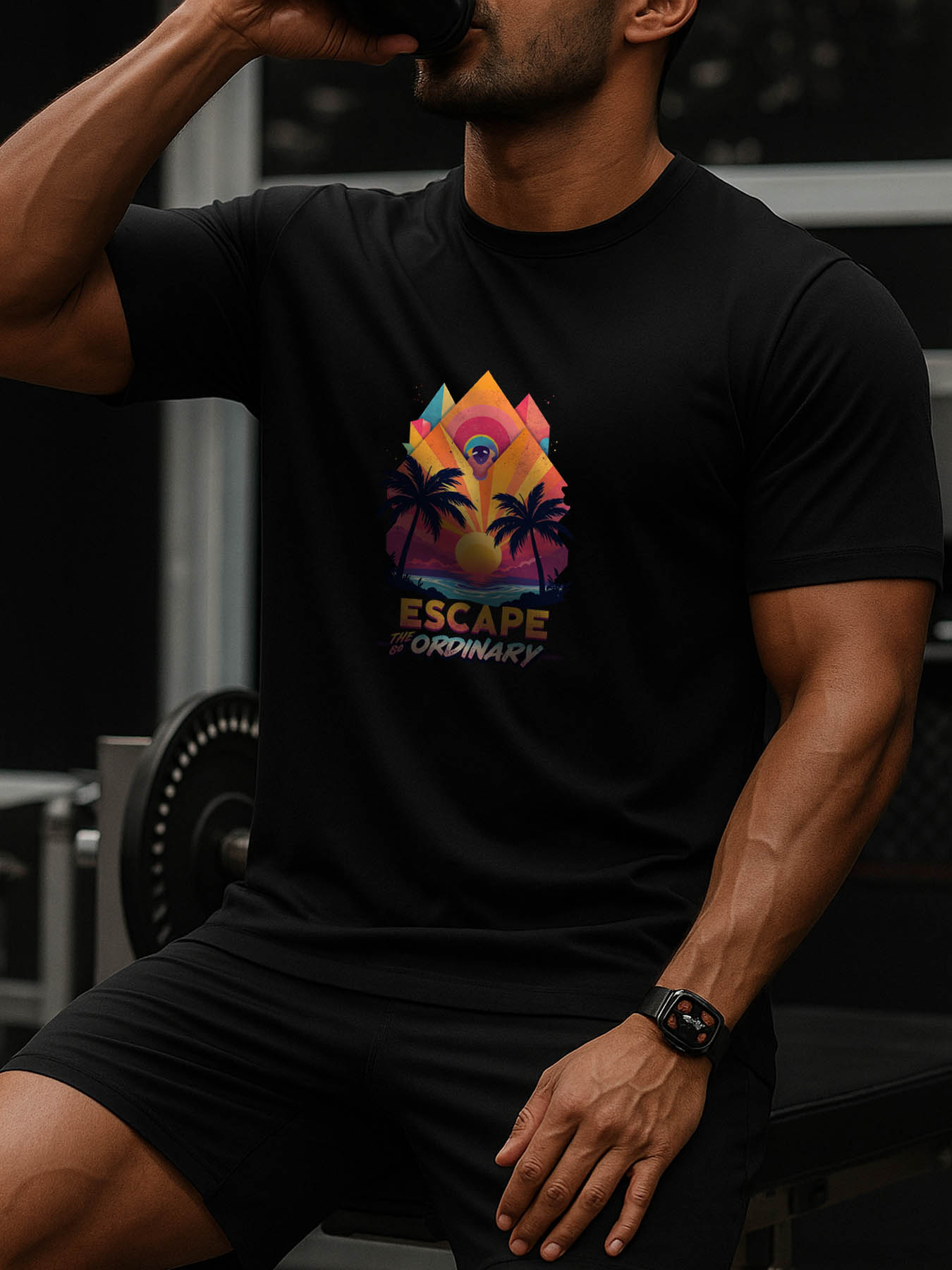 RTTMALL Men's 100% Cotton Printed T-Shirt, Caribbean Island Beach Summer Casual Crewneck Tee