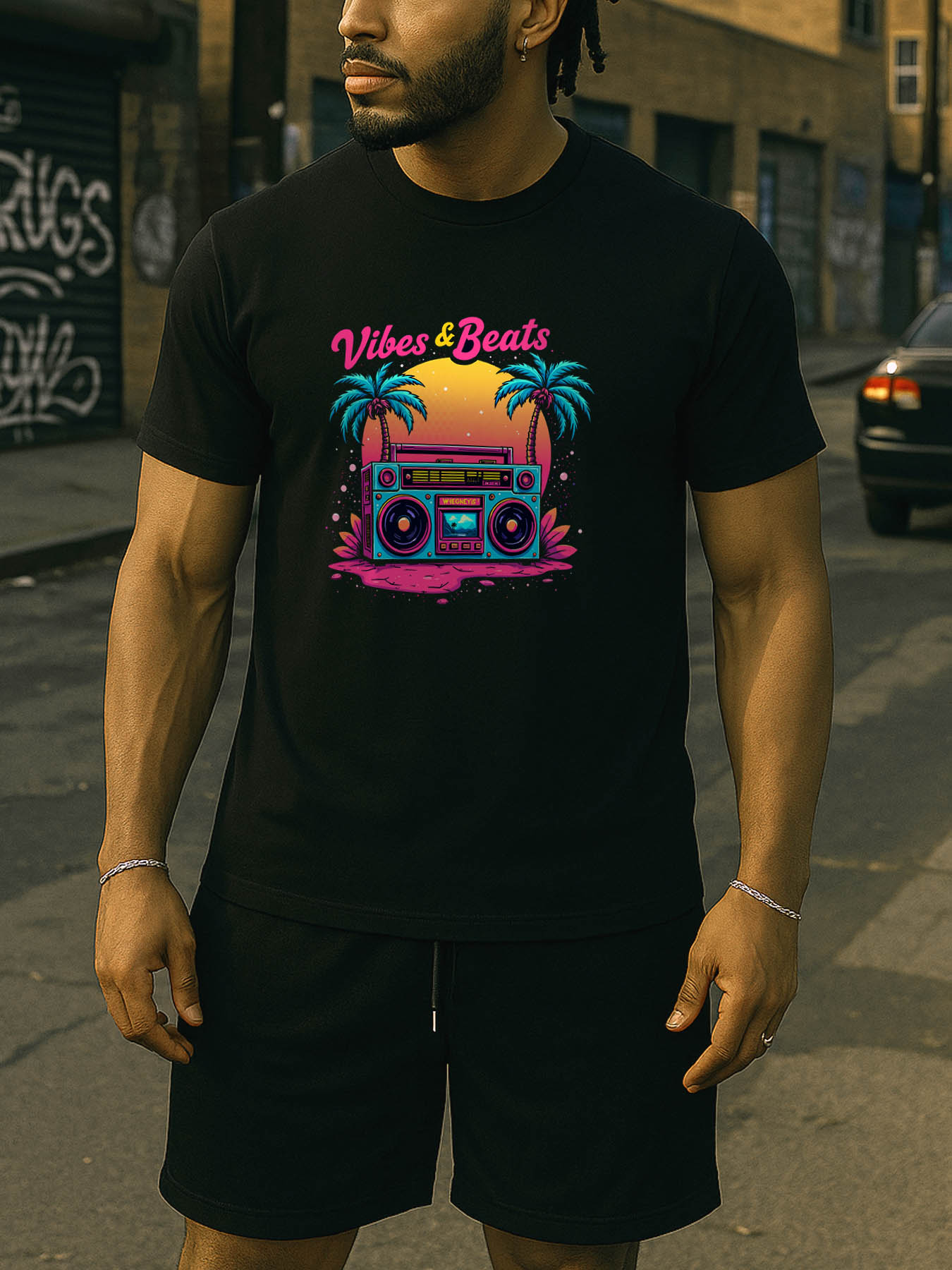 RTTMALL Caribbean Beach Island Printed Casual Cotton Summer T-Shirt for Men