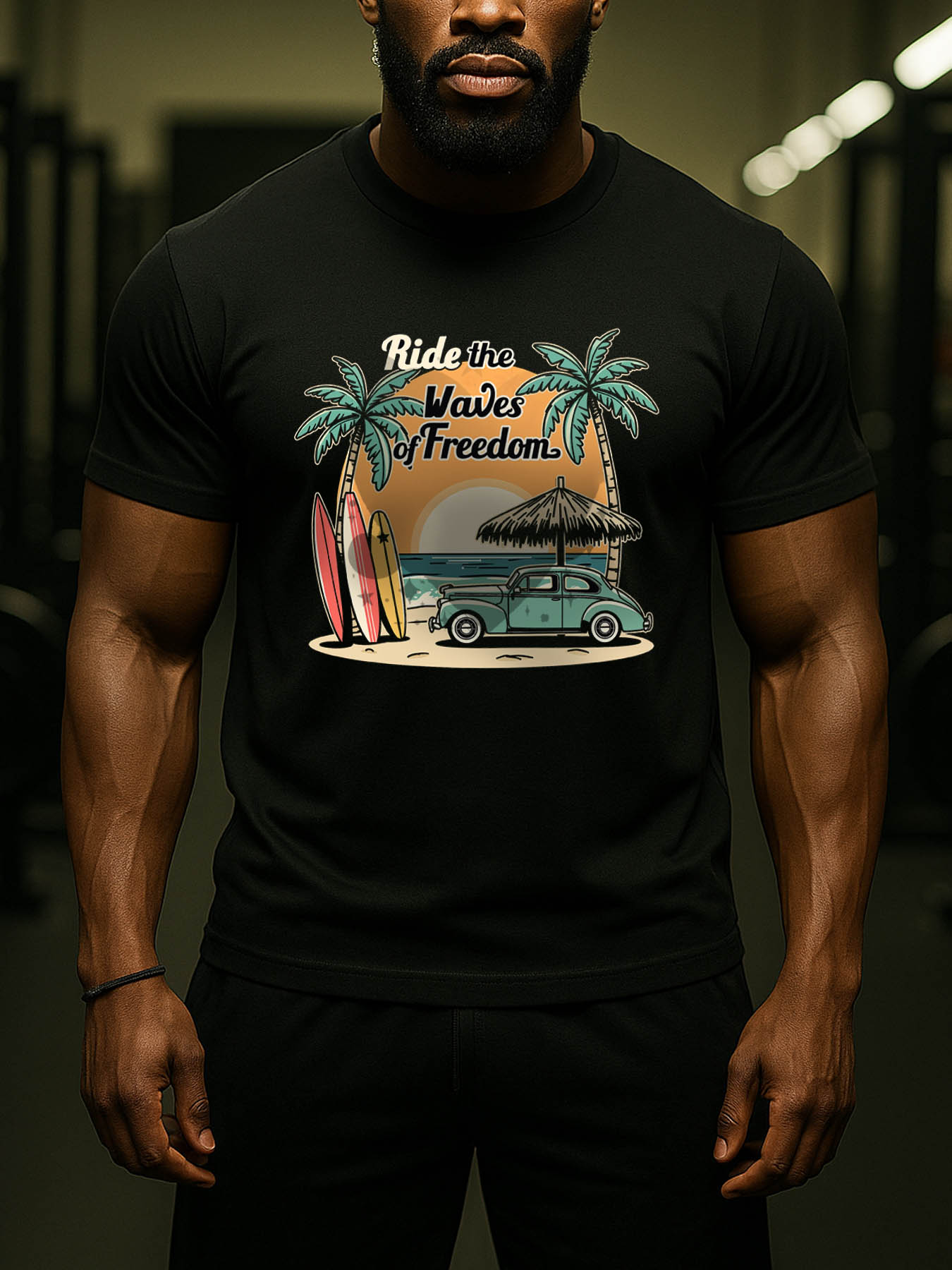 Men's RTTMALL Printed Cotton T-Shirt, Casual Caribbean Island Beach Summer Short Sleeve Tee for Vacation