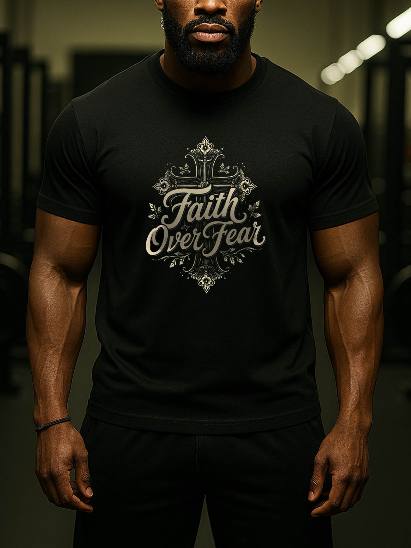 Caribbean RTTMALL Beach Casual Men's 100% Cotton Cross Printed Elastic Crewneck T-Shirt