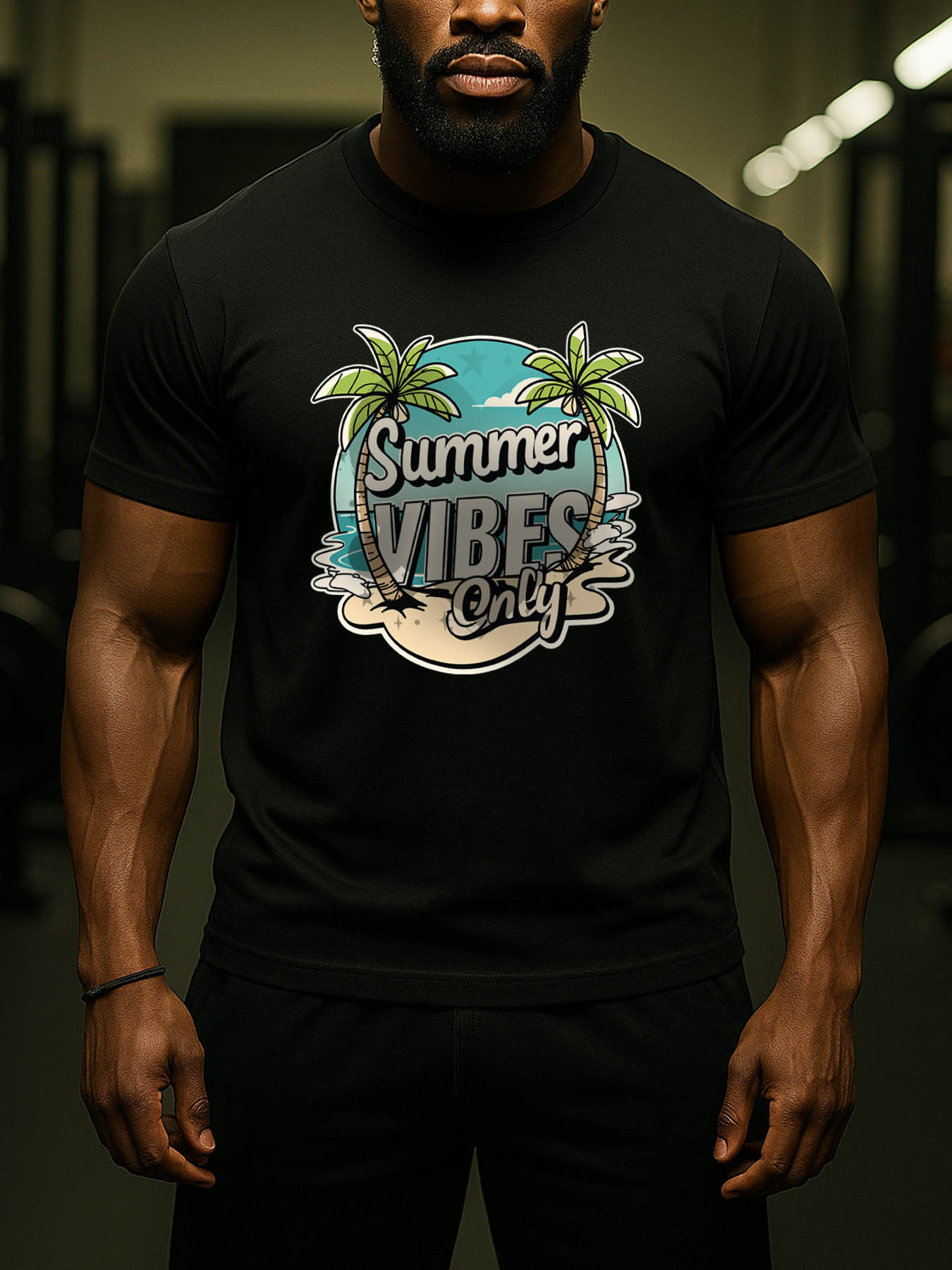 RTTMALL Caribbean Island Beach Casual Printed 100% Cotton Machine Washable Summer T-Shirts for Men