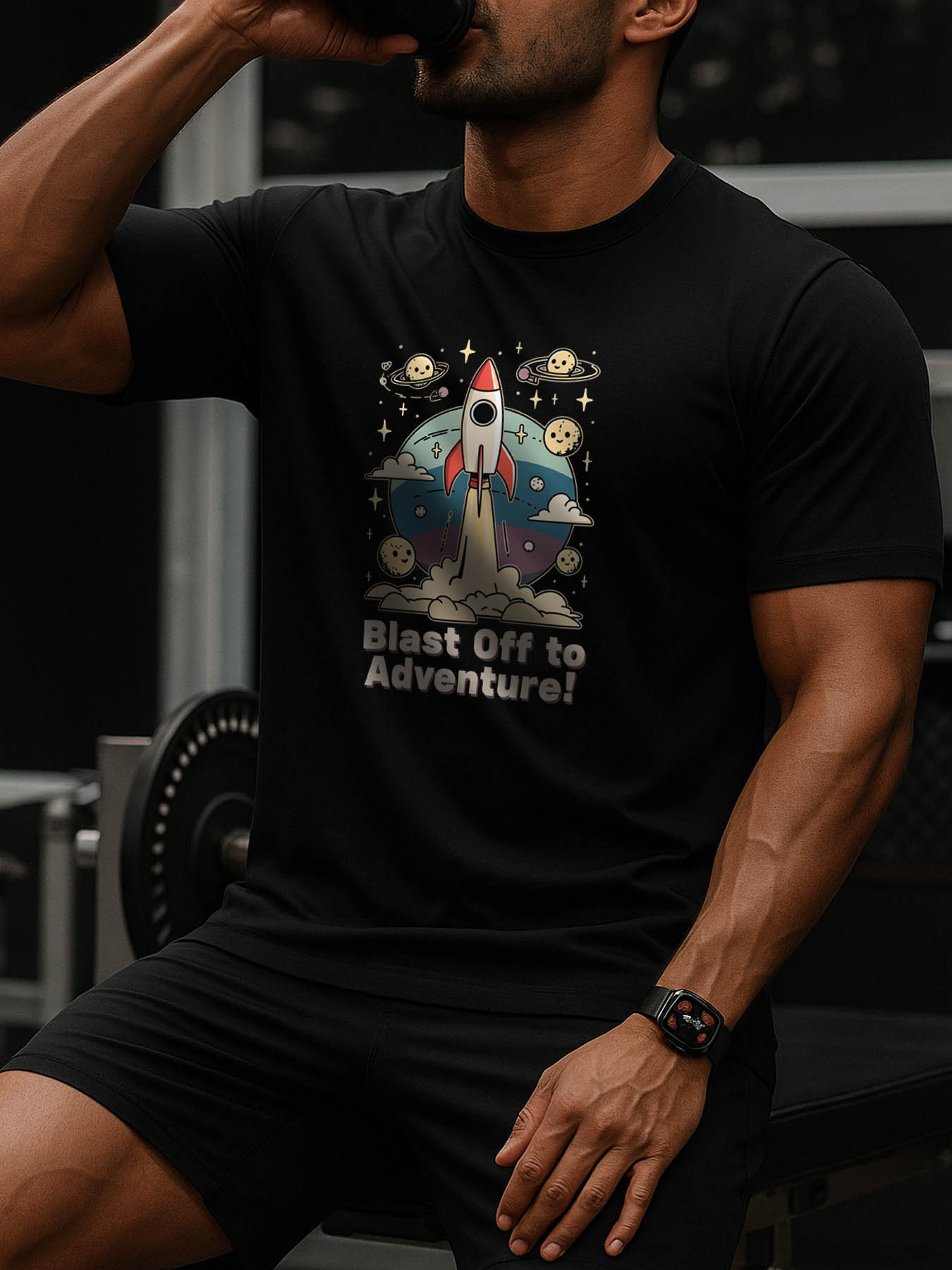 RTTMALL Caribbean Island Beach Casual Printed Cotton Men's T-Shirt