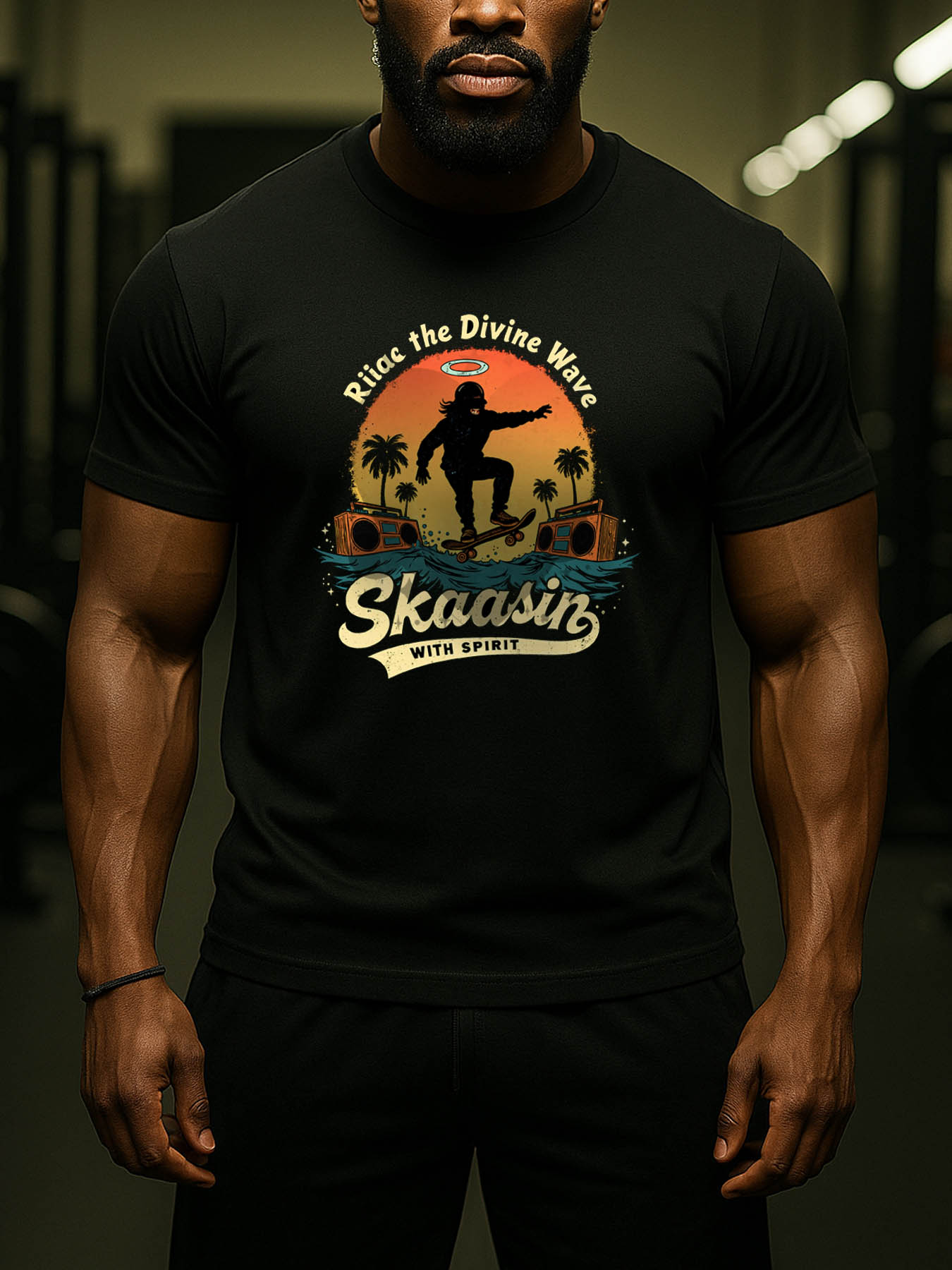 RTTMALL Caribbean Island Beach Casual Men's 100% Cotton Printed Graphic T-Shirts with Jesus Skateboard Design Summer Vacation Tee