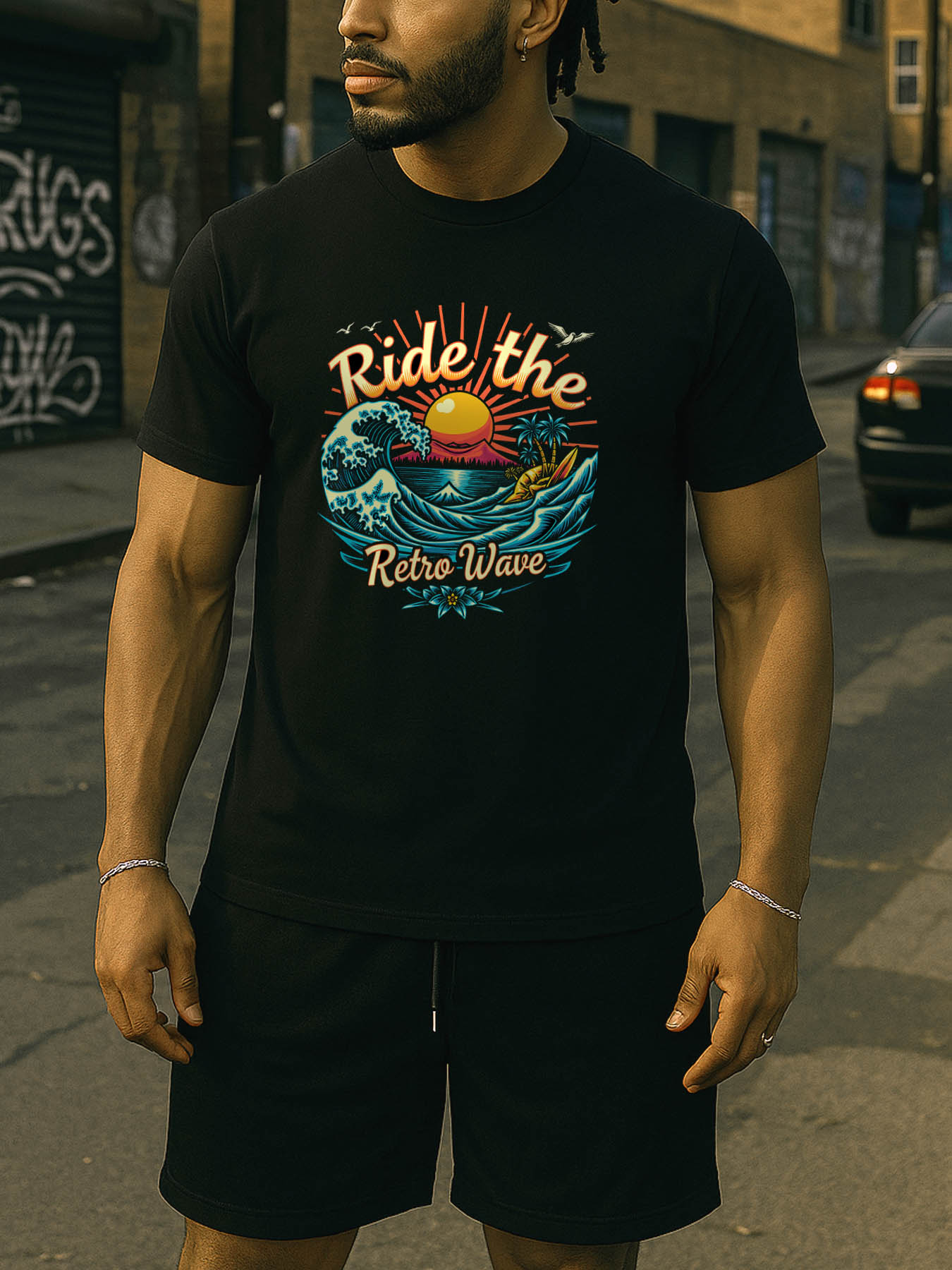 RTTMALL Caribbean Island Beach Print Casual Cotton T-Shirt for Men Summer Vacation Wear