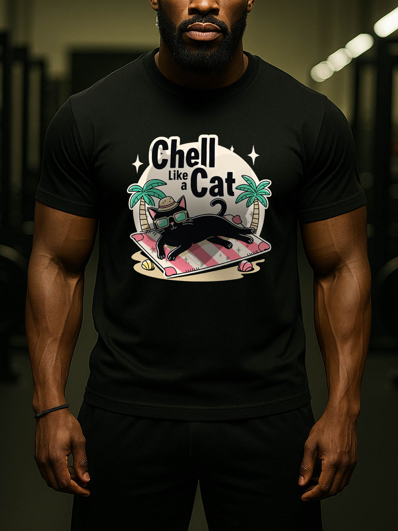 Caribbean RTTMALL Island Beach Printed Cotton Knit Casual Tees for Men