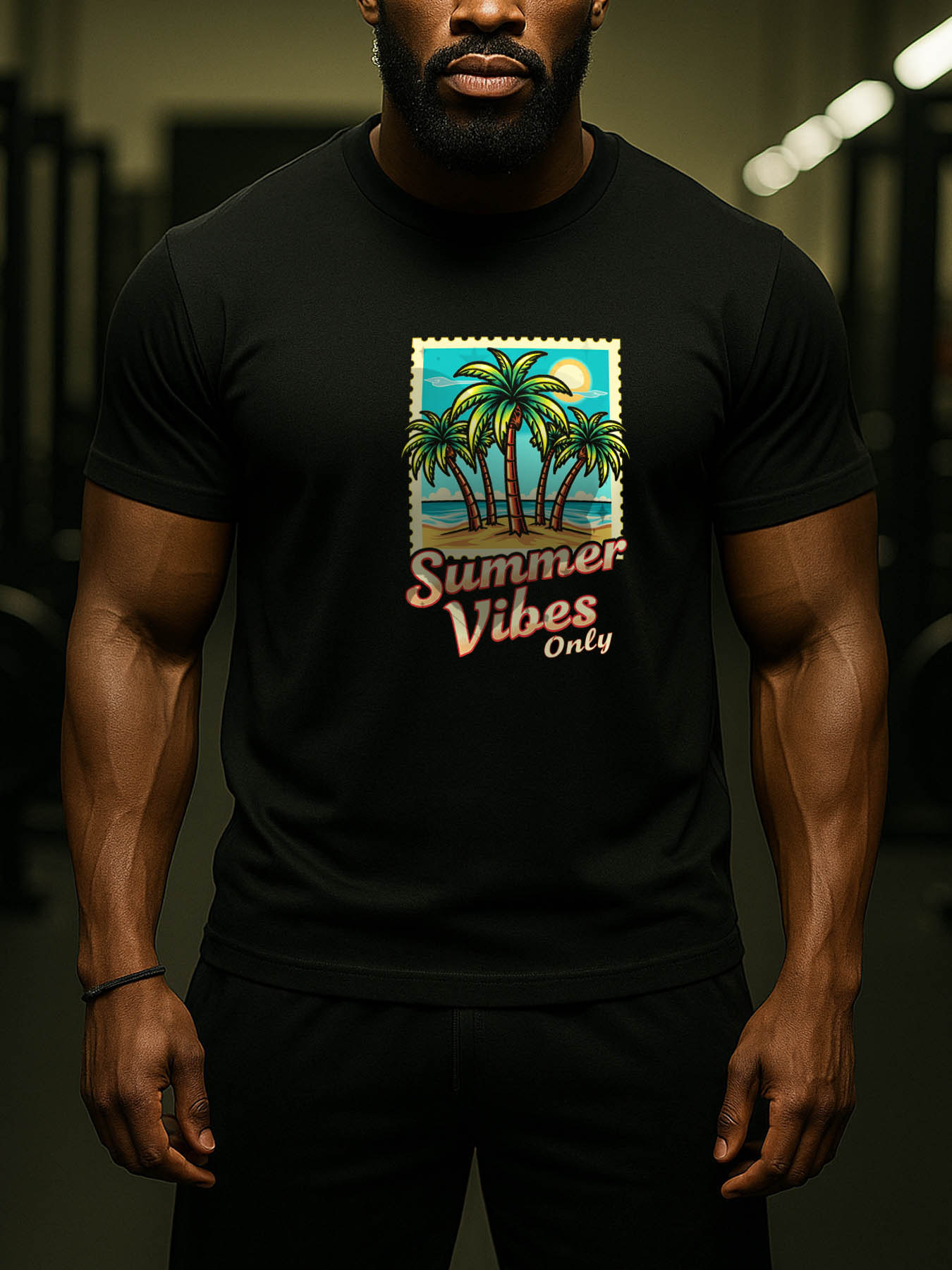 RTTMALL Caribbean Vacation Printed Casual Cotton T-Shirt for Men, Palm Tree Beach Island Summer Casual Tee