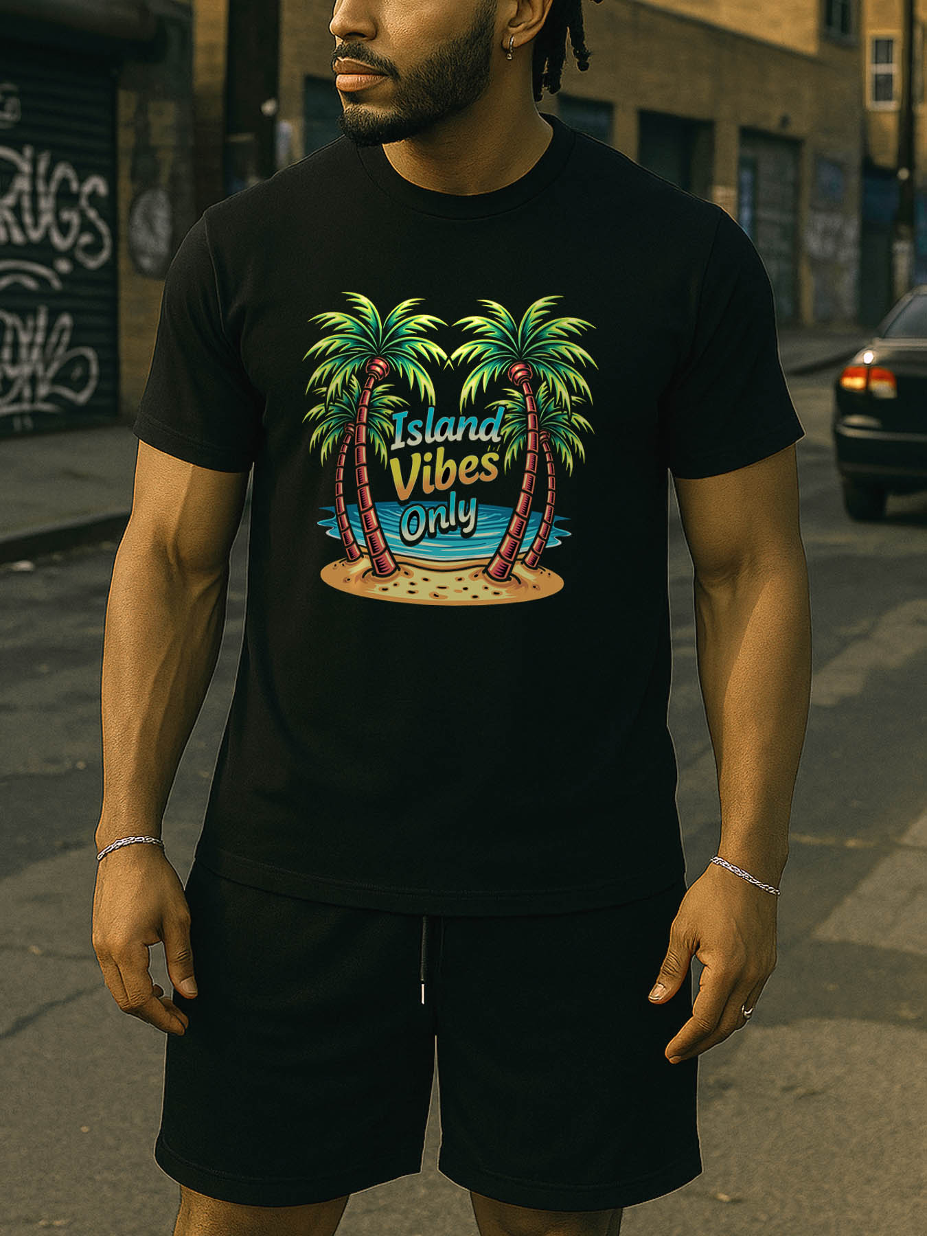 Men's 100% Cotton Palm Leaf Printed T-Shirts, Casual RTTMALL Caribbean Beach Vacation Summer Tee, Machine Washable Breathable Gym & Basketball Top