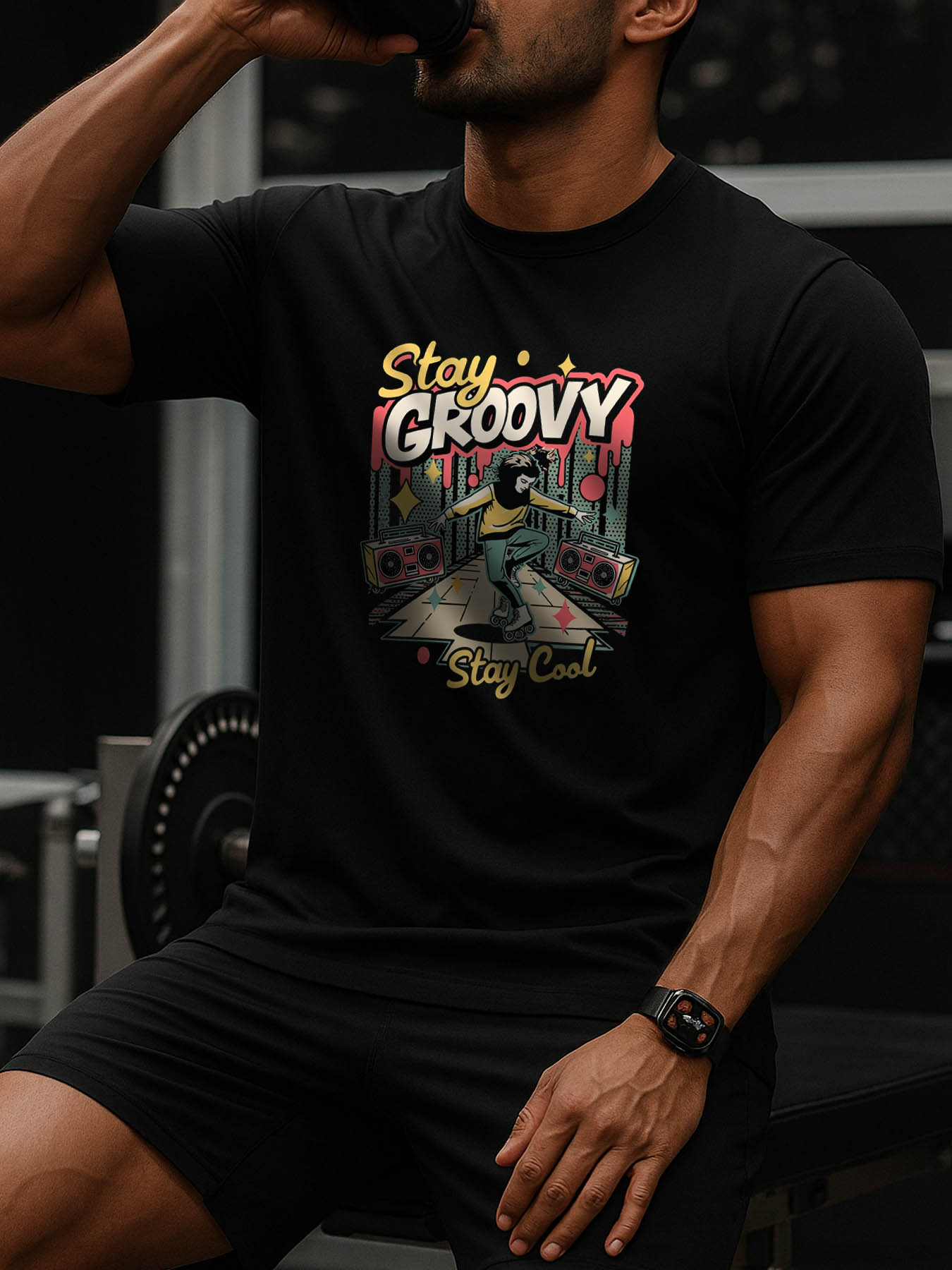Unisex RTTMALL Caribbean Island Beach Vacation Casual Printed T-Shirts, Breathable Elastic Cotton Graphic Tees for Daily Wear & Basketball Activewear